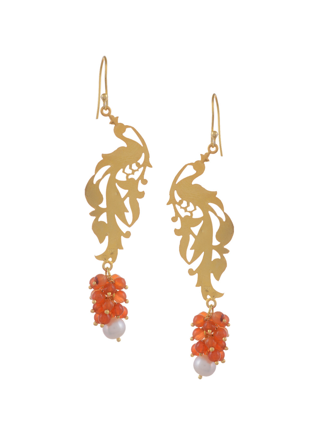 

Silvermerc Designs Gold-Plated & Orange Circular Drop Earrings