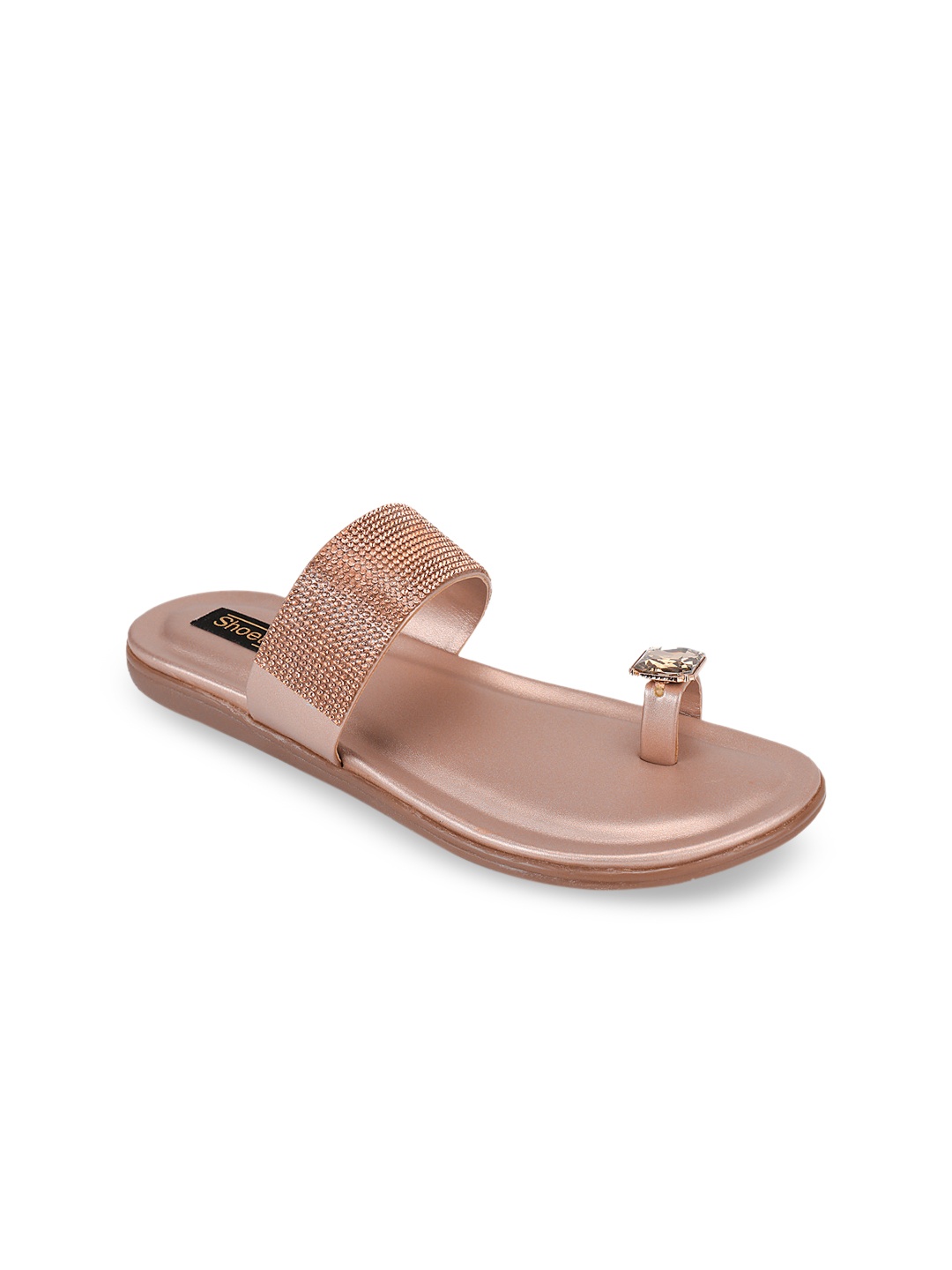 

Shoetopia Women Copper-Toned Embellished One Toe Flats