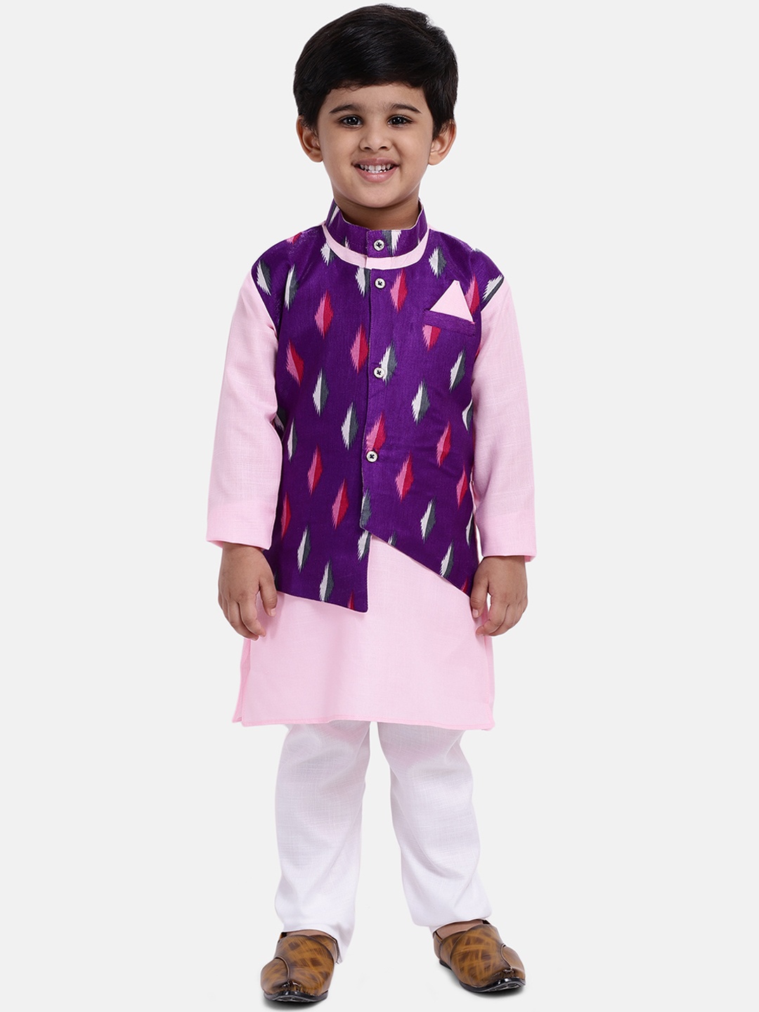 

BownBee Boys Pink & Purple Printed Kurta with Pyjamas