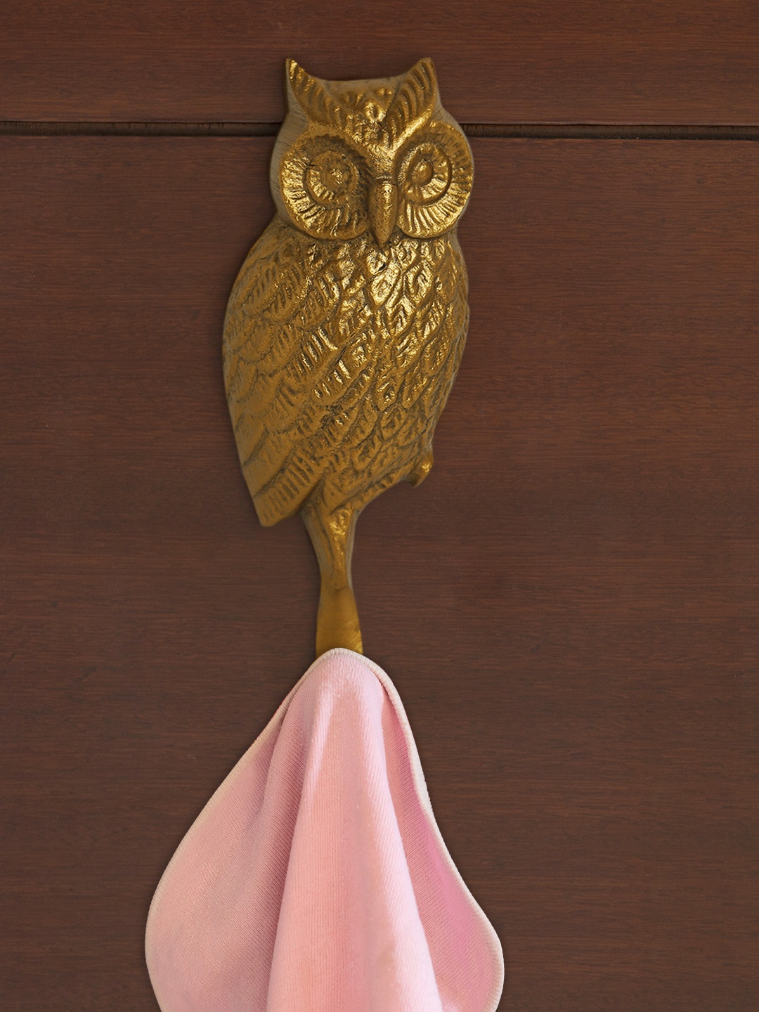

ExclusiveLane The Ever-Wise Owl Rustic Aluminium Wall Decor Wall Hook -8 Inch, Gold