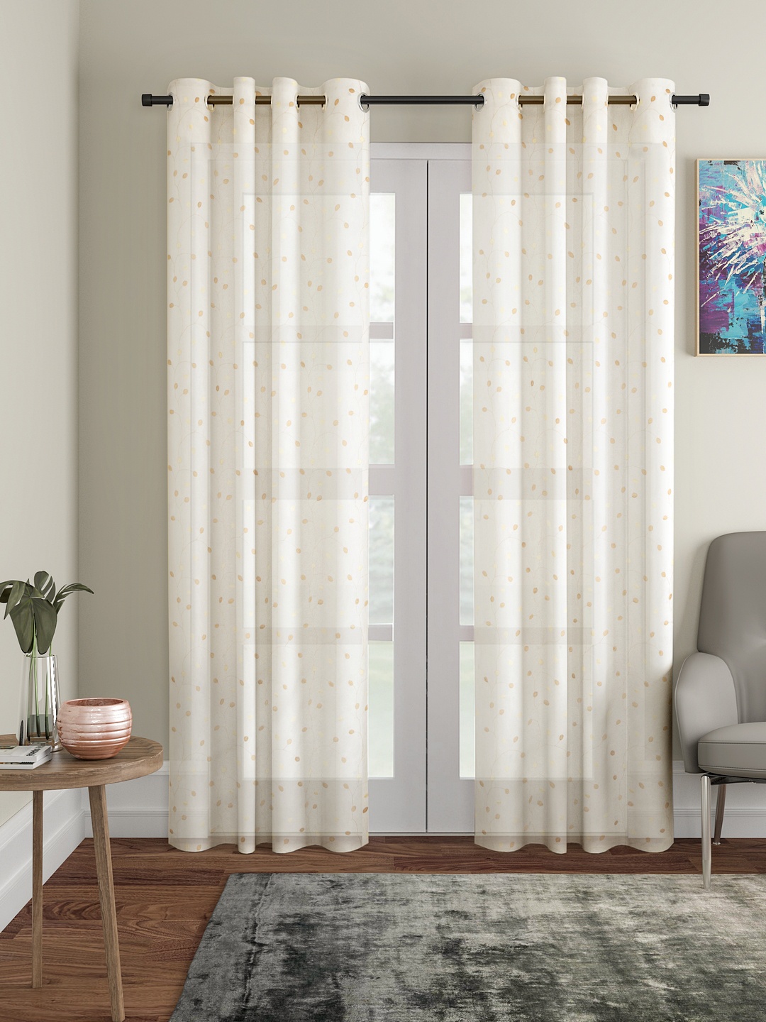 

Cortina Off-White & Beige Set of 2 Long Door Curtains
