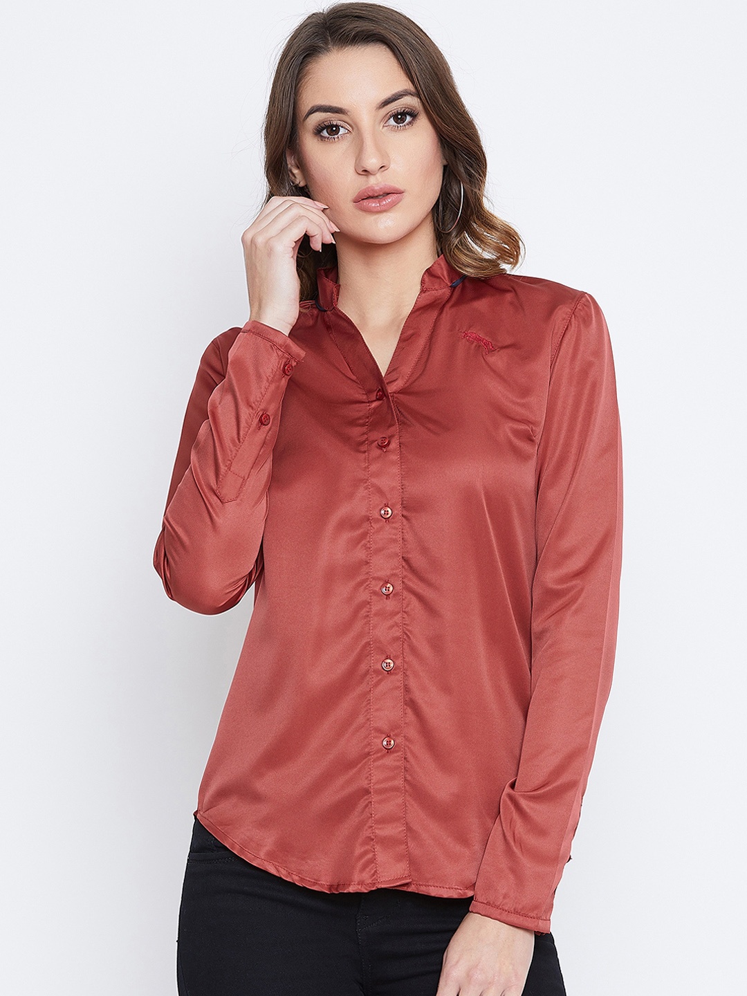 JUMP USA Women Rust Regular Fit Solid Casual Shirt