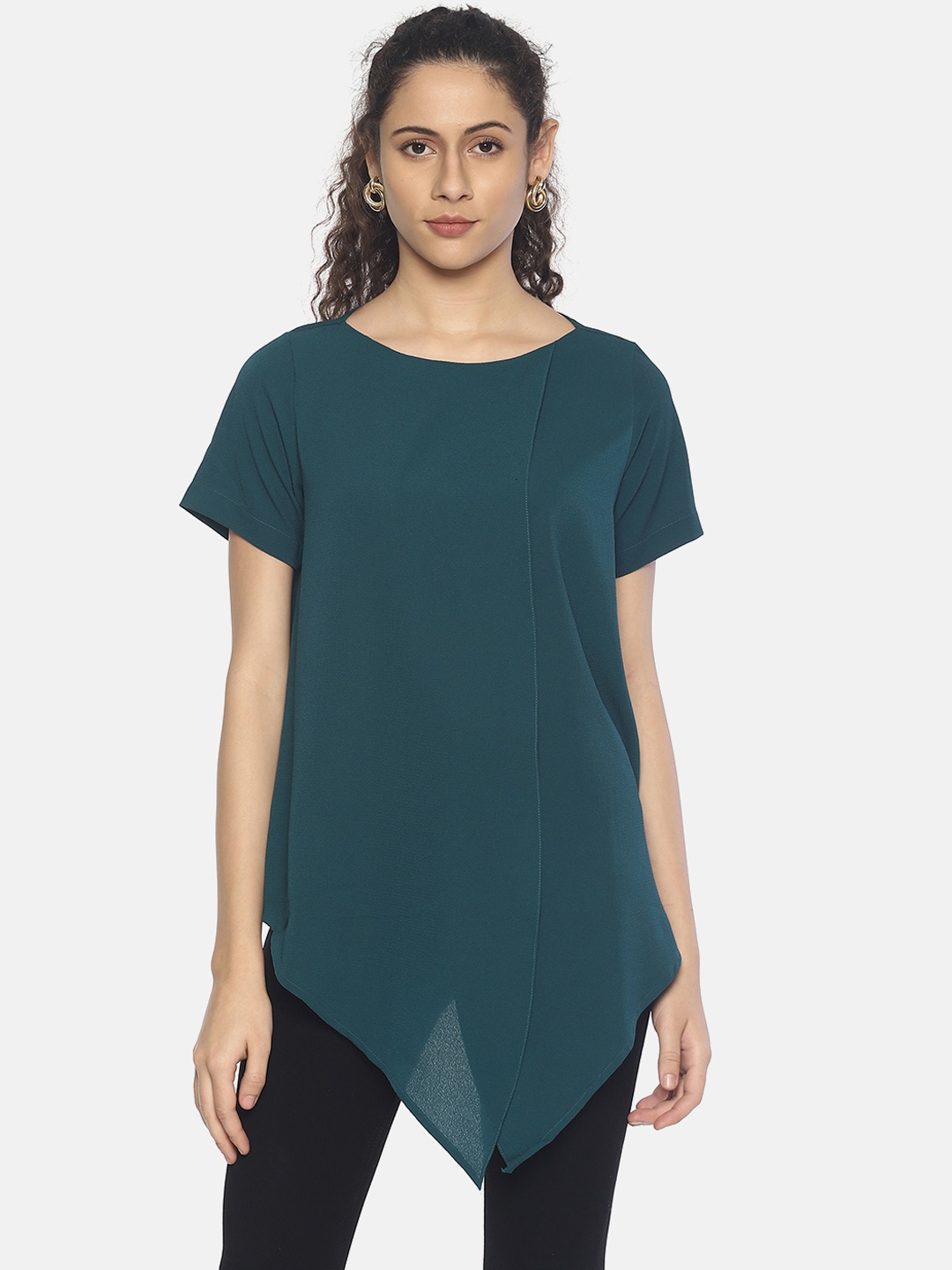 

AARA Women Green Solid A-Line Top