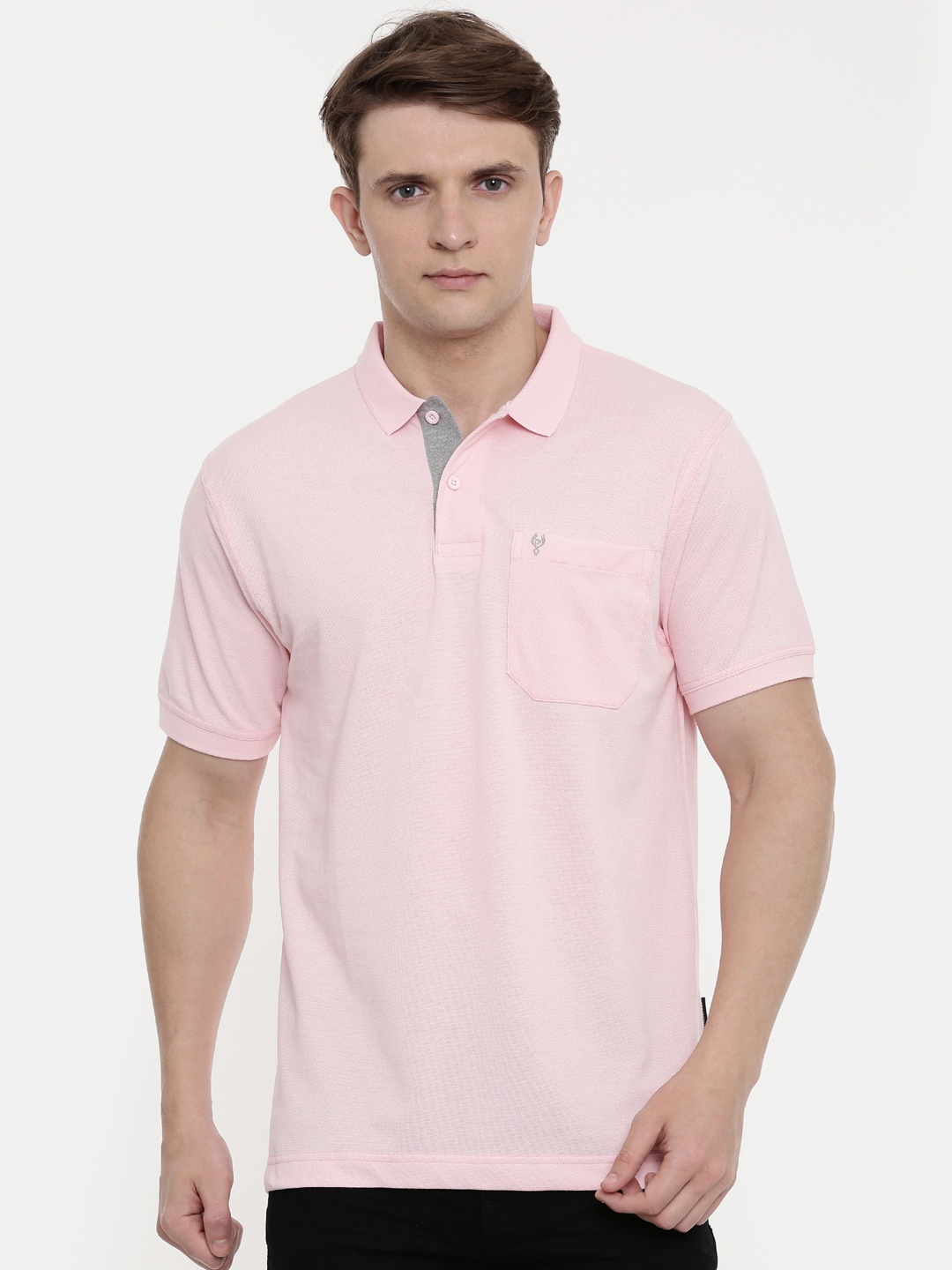 

Classic Polo Men Pink Solid Polo Collar T-shirt