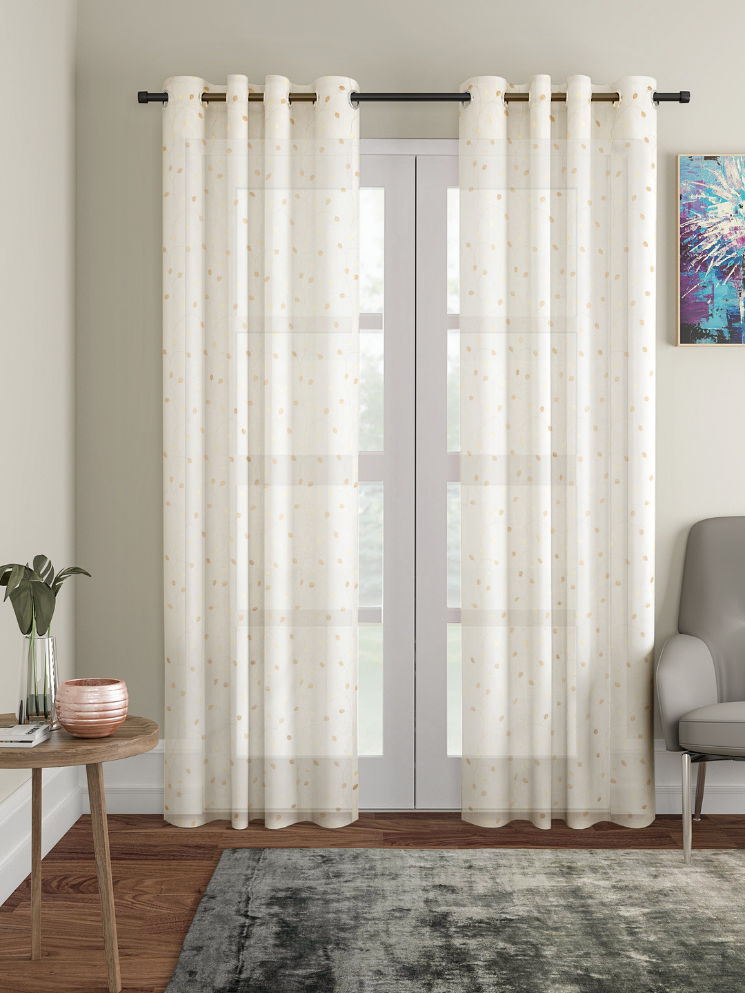 

Cortina White & Beige Set of 2 Door Curtains