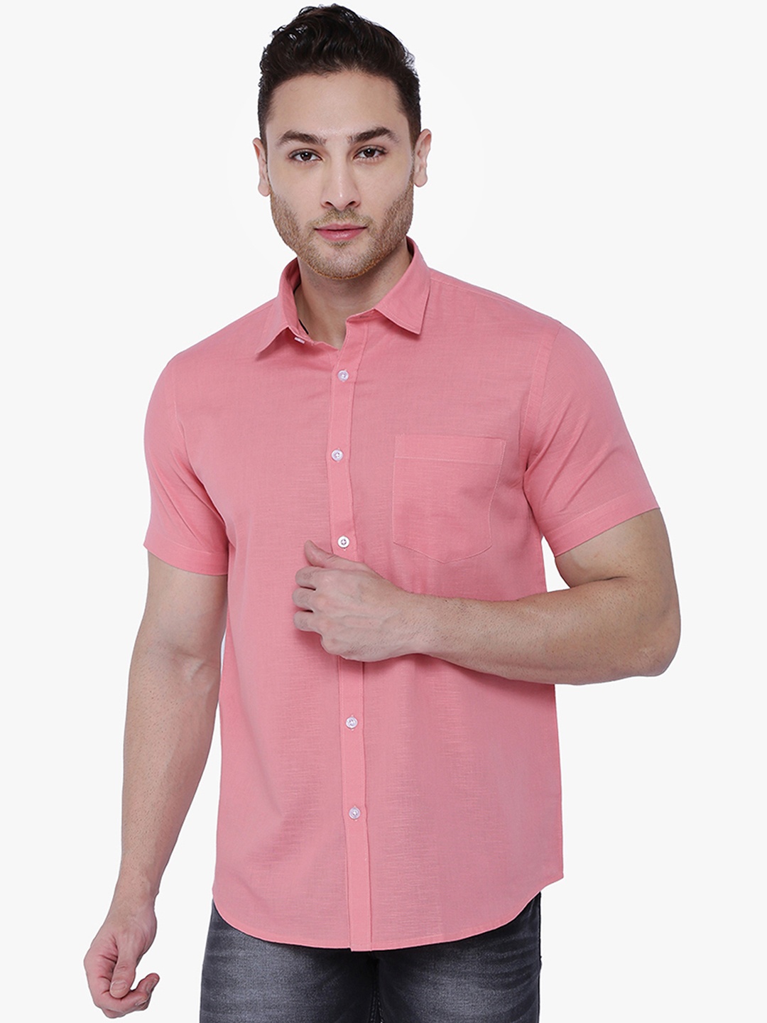 

Southbay Men Pink Custom Tailored Fit Solid Formal Shirt