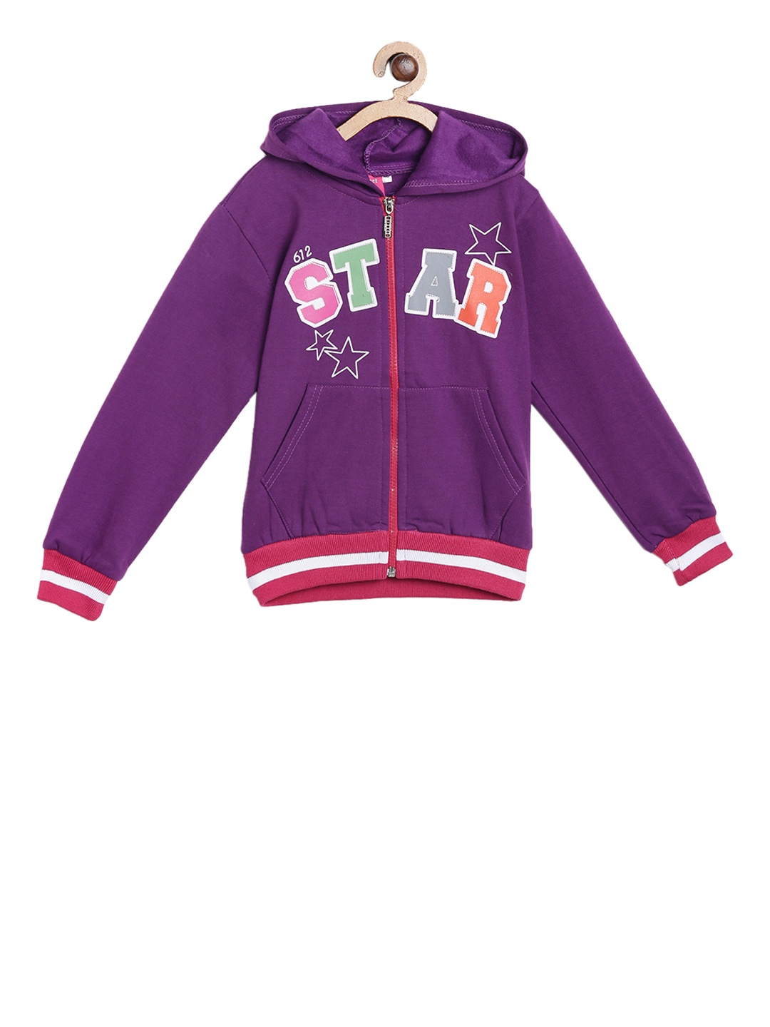 

SWEET ANGEL Boys Purple Printed Hooded Sweatshirt