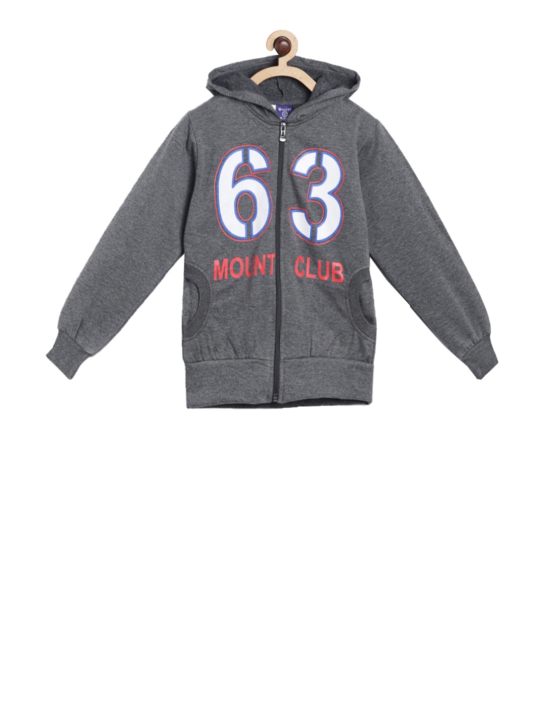 

SWEET ANGEL Girls Grey Melange Printed Hooded Sweatshirt