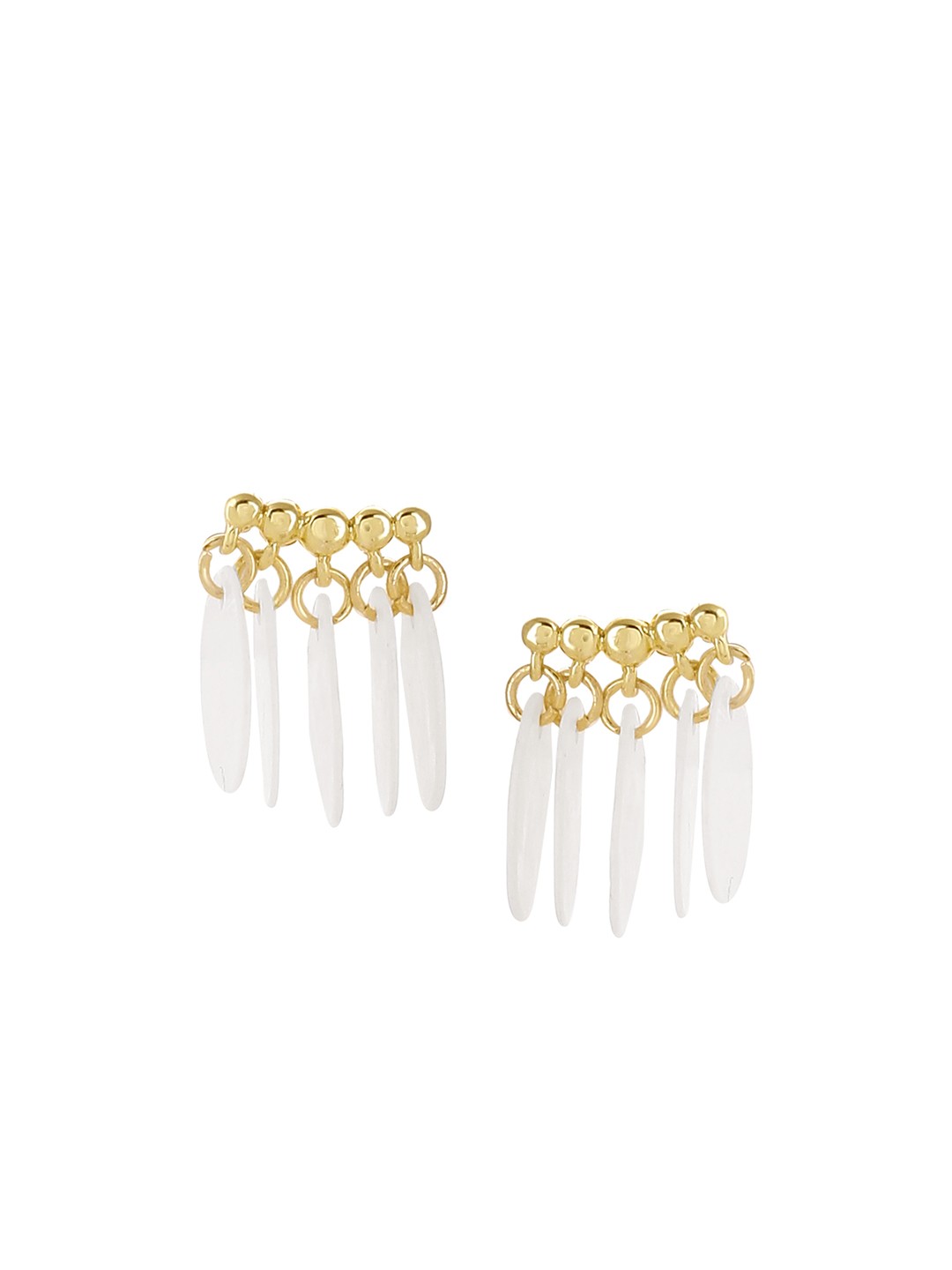 

E2O Gold-Plated & White & Contemporary Drop Earrings