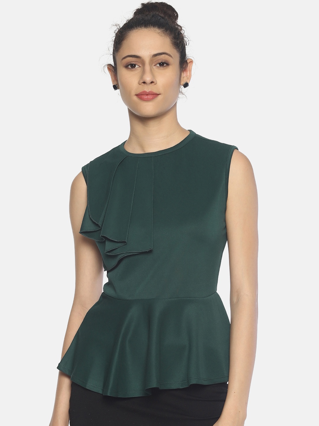 

AARA Women Green Solid Peplum Top