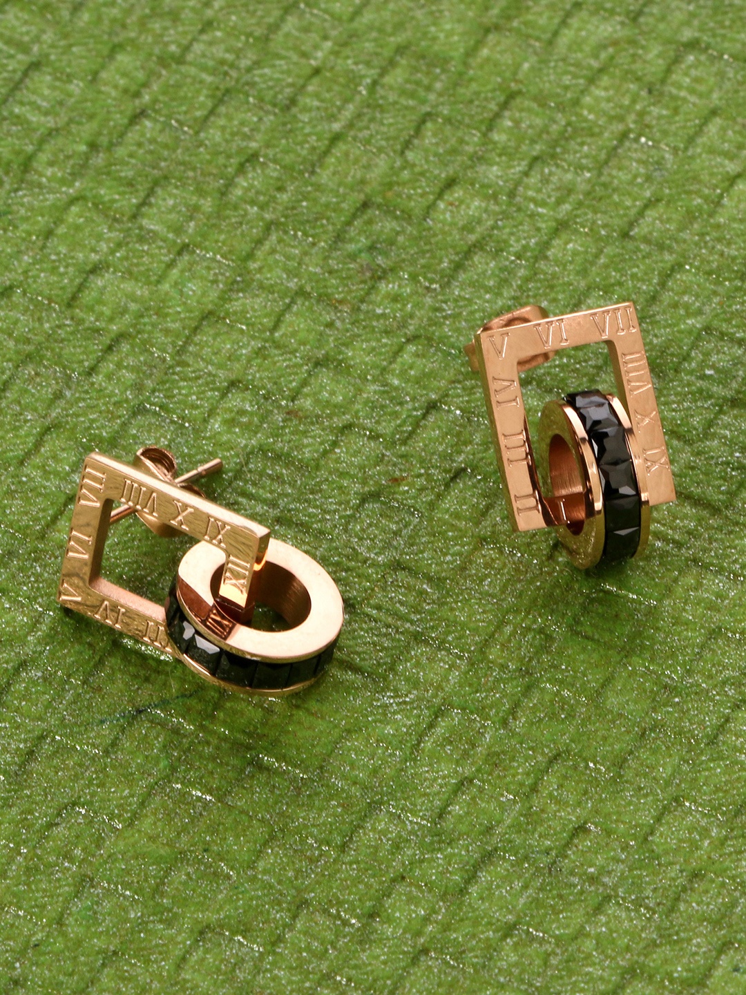 

E2O Gold-Plated & Black Geometric Drop Earrings