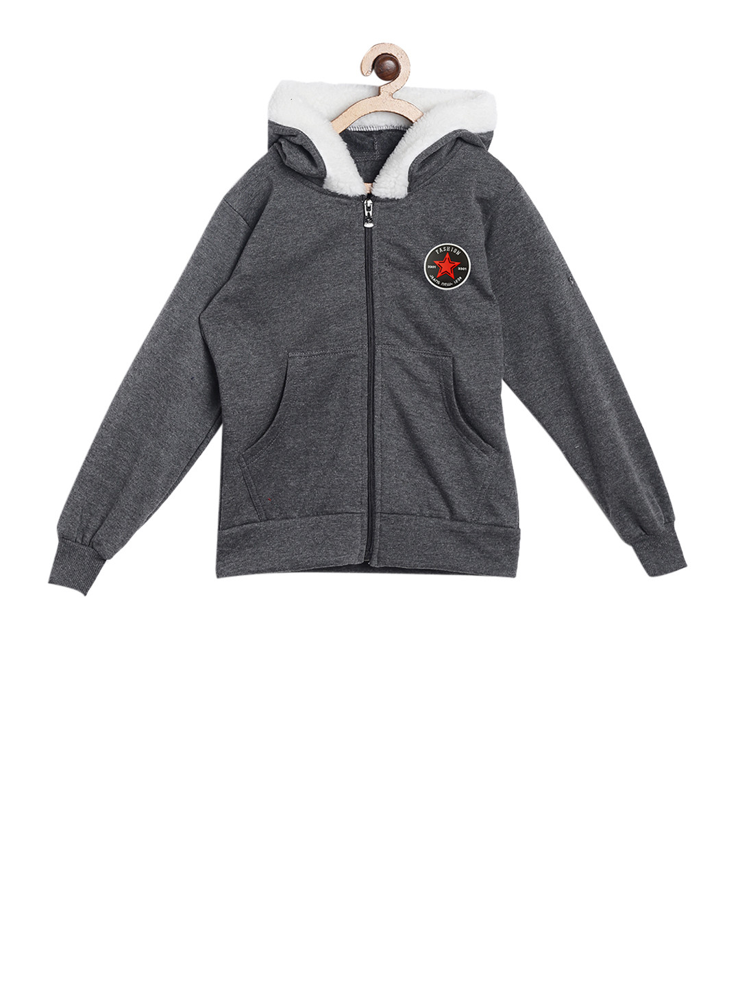

SWEET ANGEL Boys Grey Melange Solid Hooded Sweatshirt