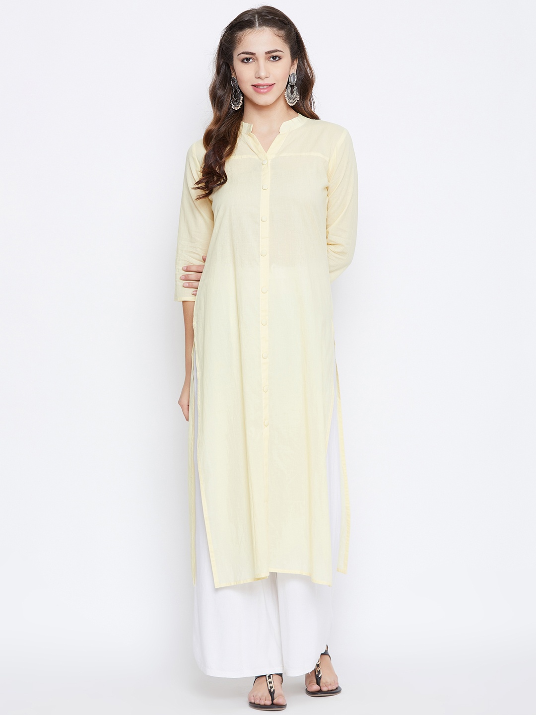 

Prakhya Women Yellow Solid Straight Kurta