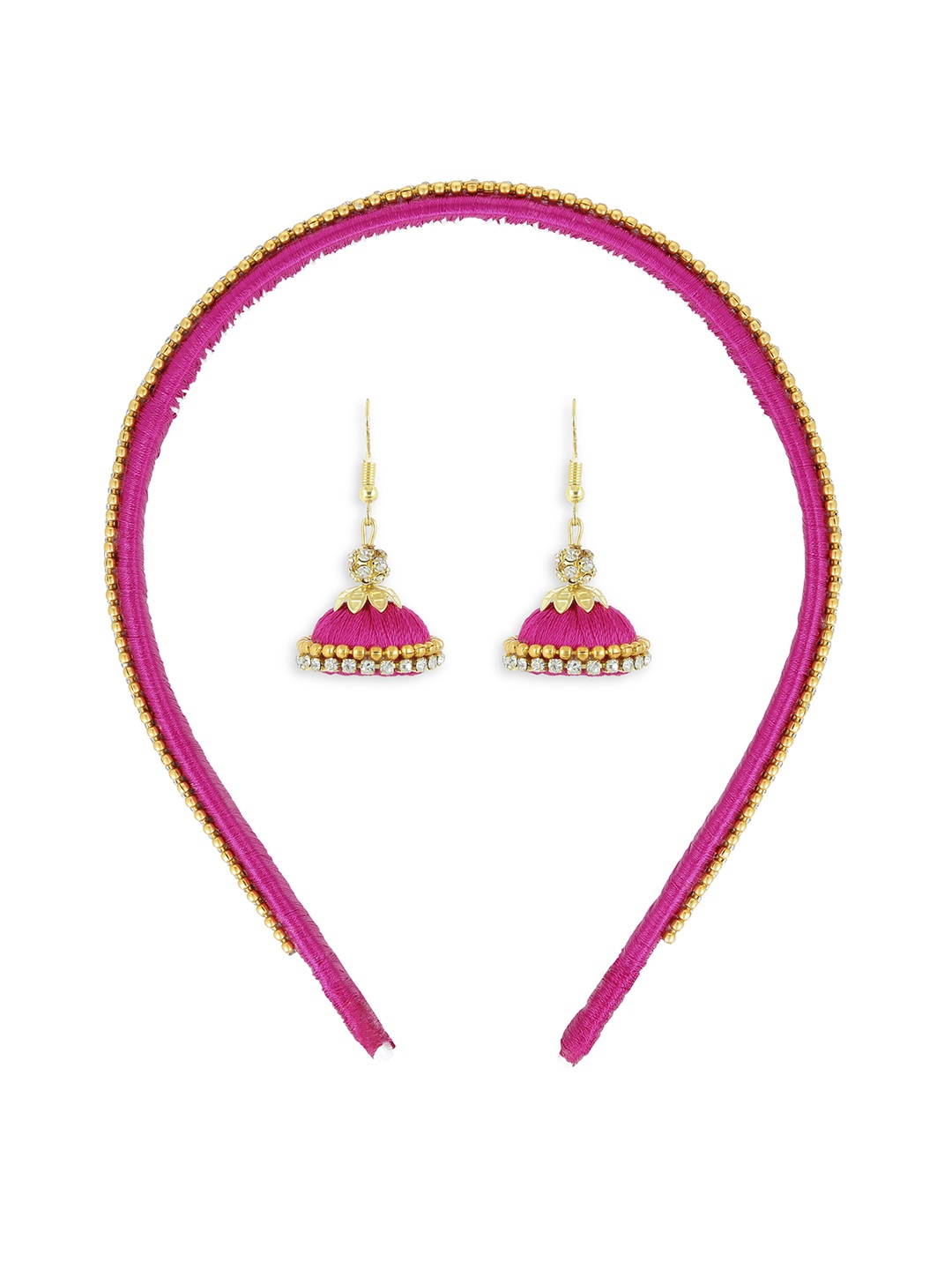 

AKSHARA Girls Pink Set of 2 Beaded Hair Accessory Set