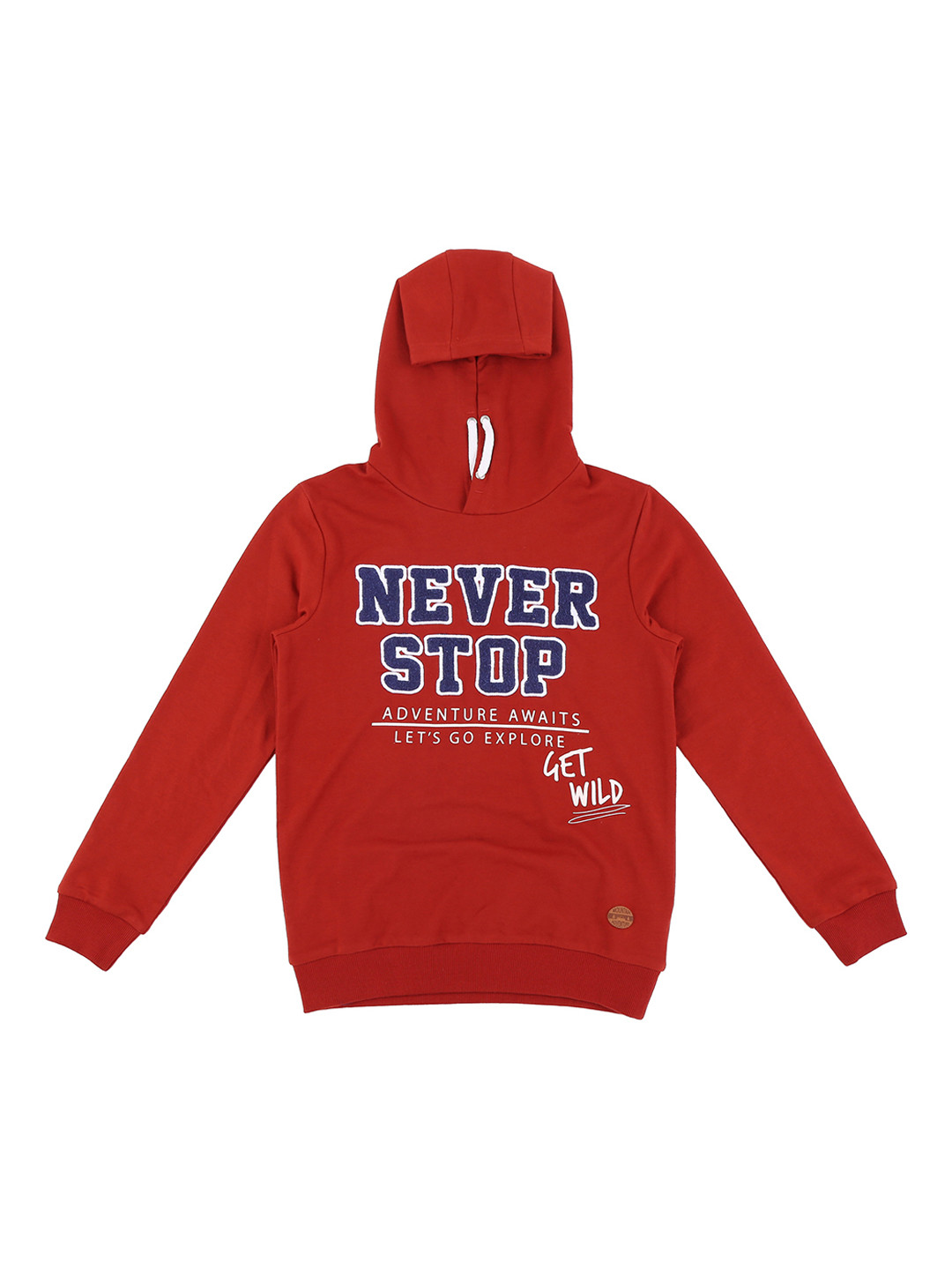 

Pantaloons Junior Boys Red Printed Hooded Sweatshirt
