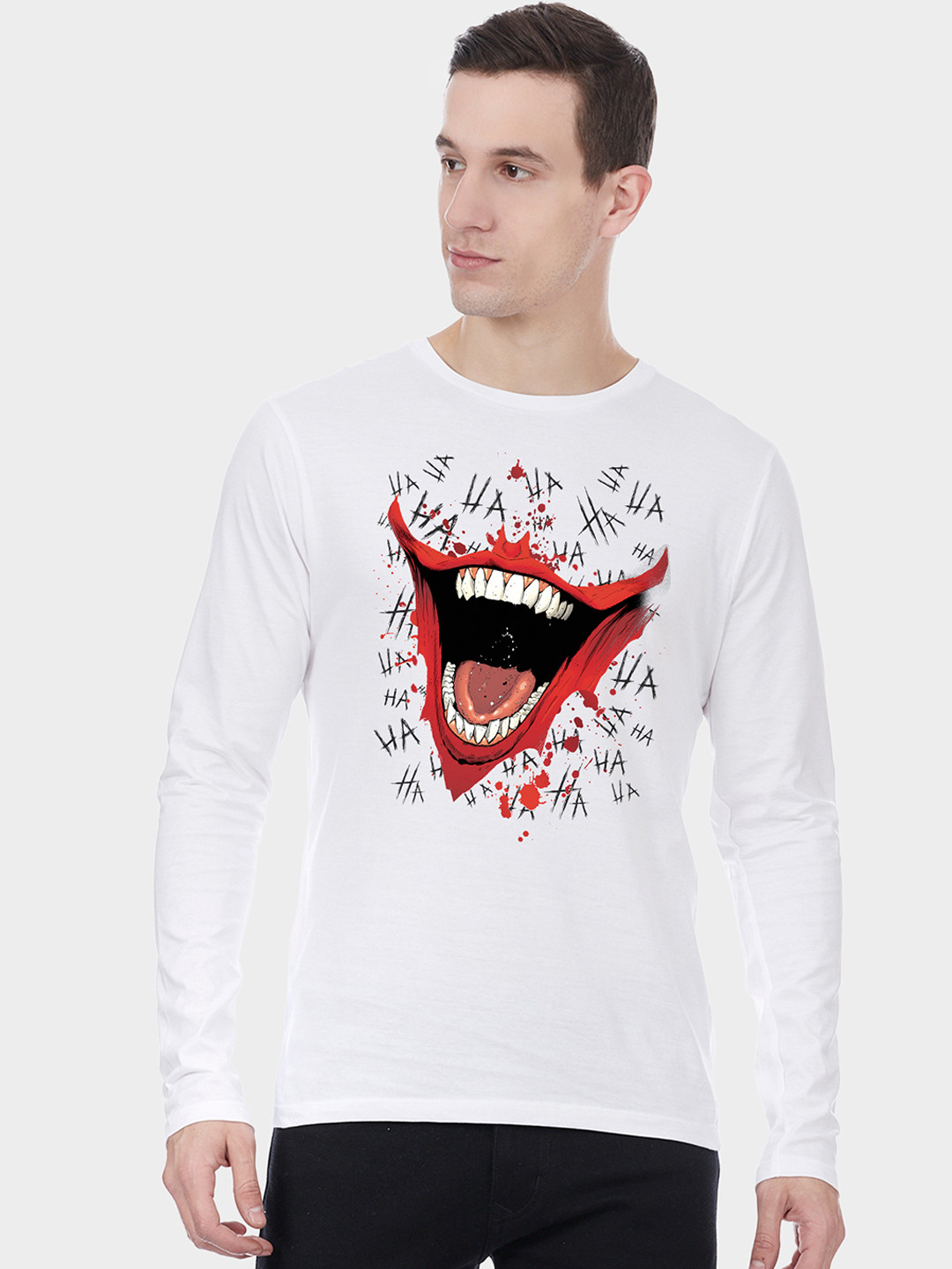 

Free Authority Men White Joker Printed Round Neck T-shirt