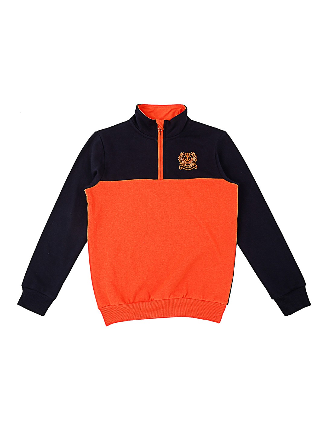 

Pantaloons Junior Boys Navy Blue & Orange Colourblocked Sweatshirt