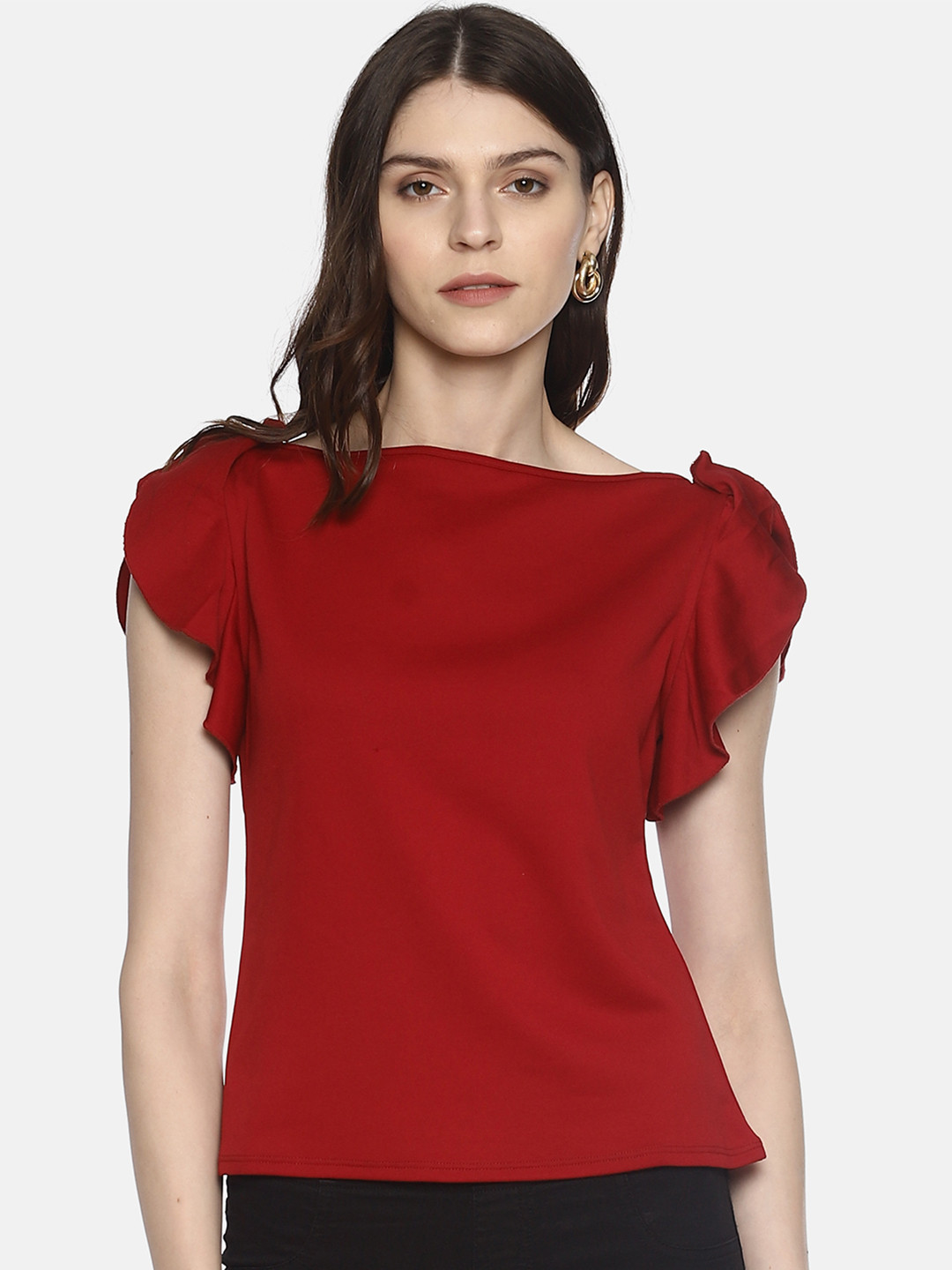 

AARA Women Maroon Solid Top