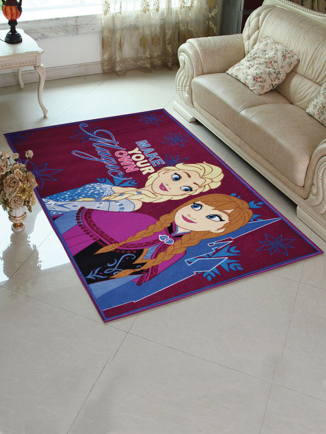 

Disney Maroon Frozen Princess Printed Anti-Skid Carpet