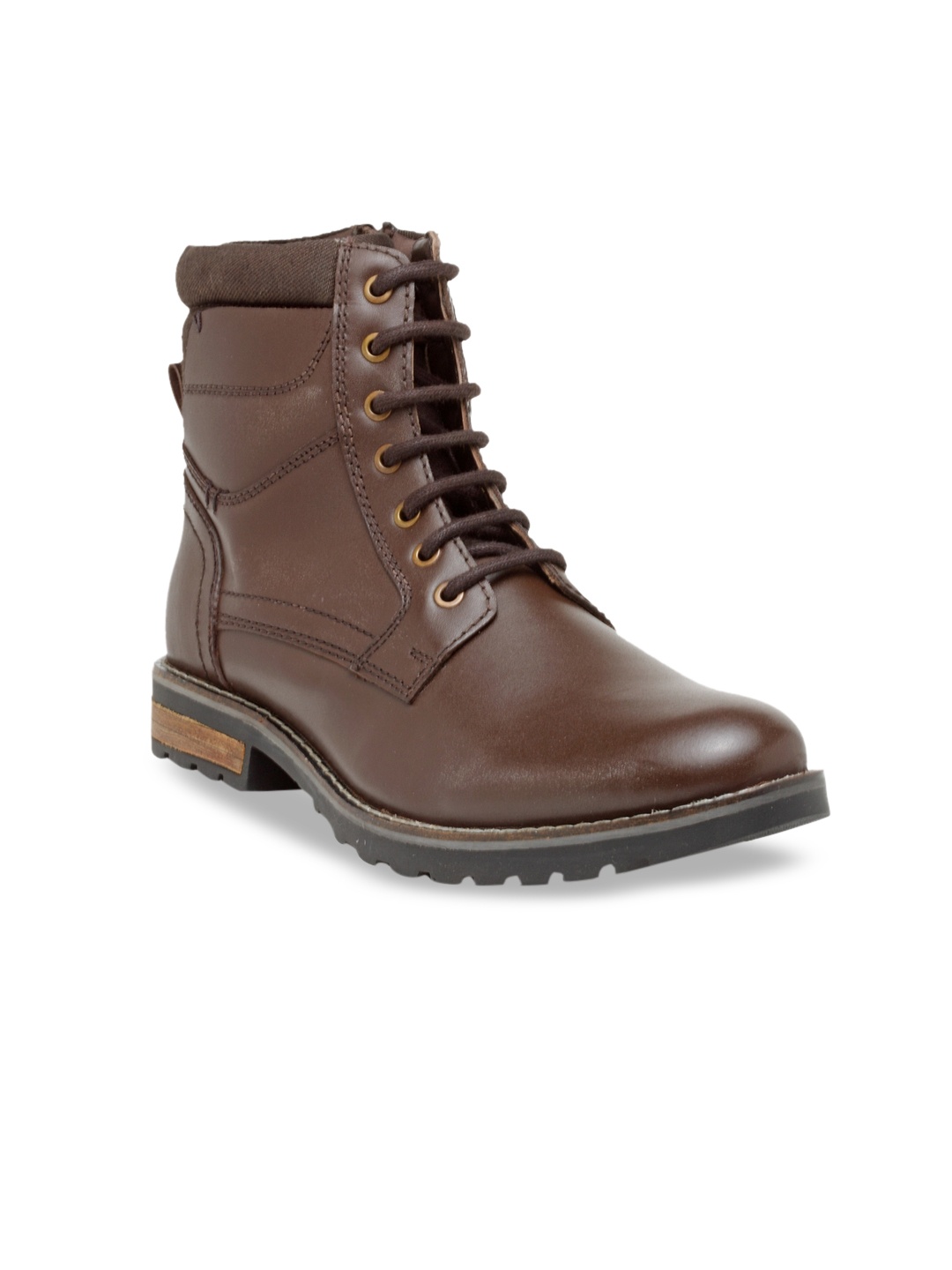 

Teakwood Leathers Men Brown Solid Leather High-Top Flat Boots