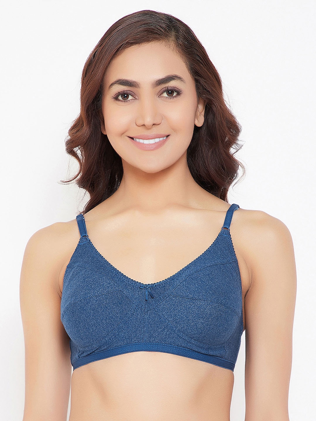 

Clovia Cotton Rich Non-Padded Non-Wired Bra, Navy blue