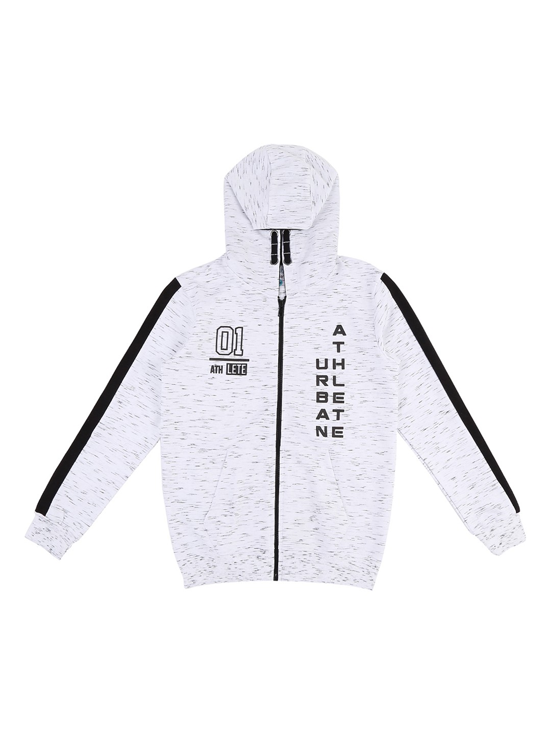 

Pantaloons Junior Boys White & Black Printed Hooded Sweatshirt