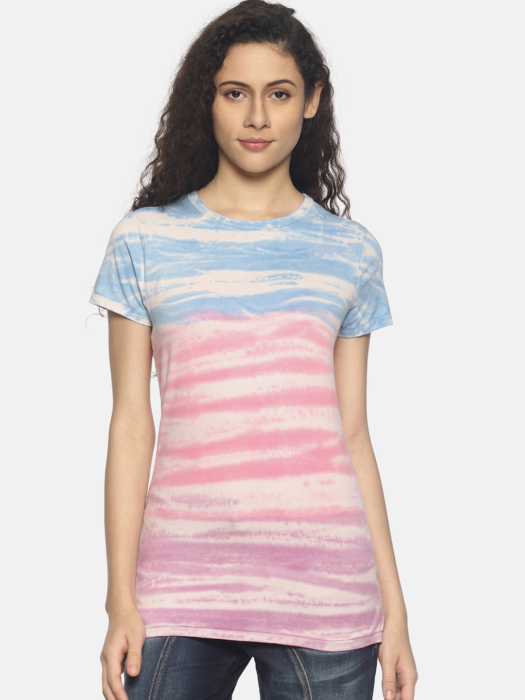 

Steenbok Women Multicoloured Dyed Round Neck T-shirt, Multi