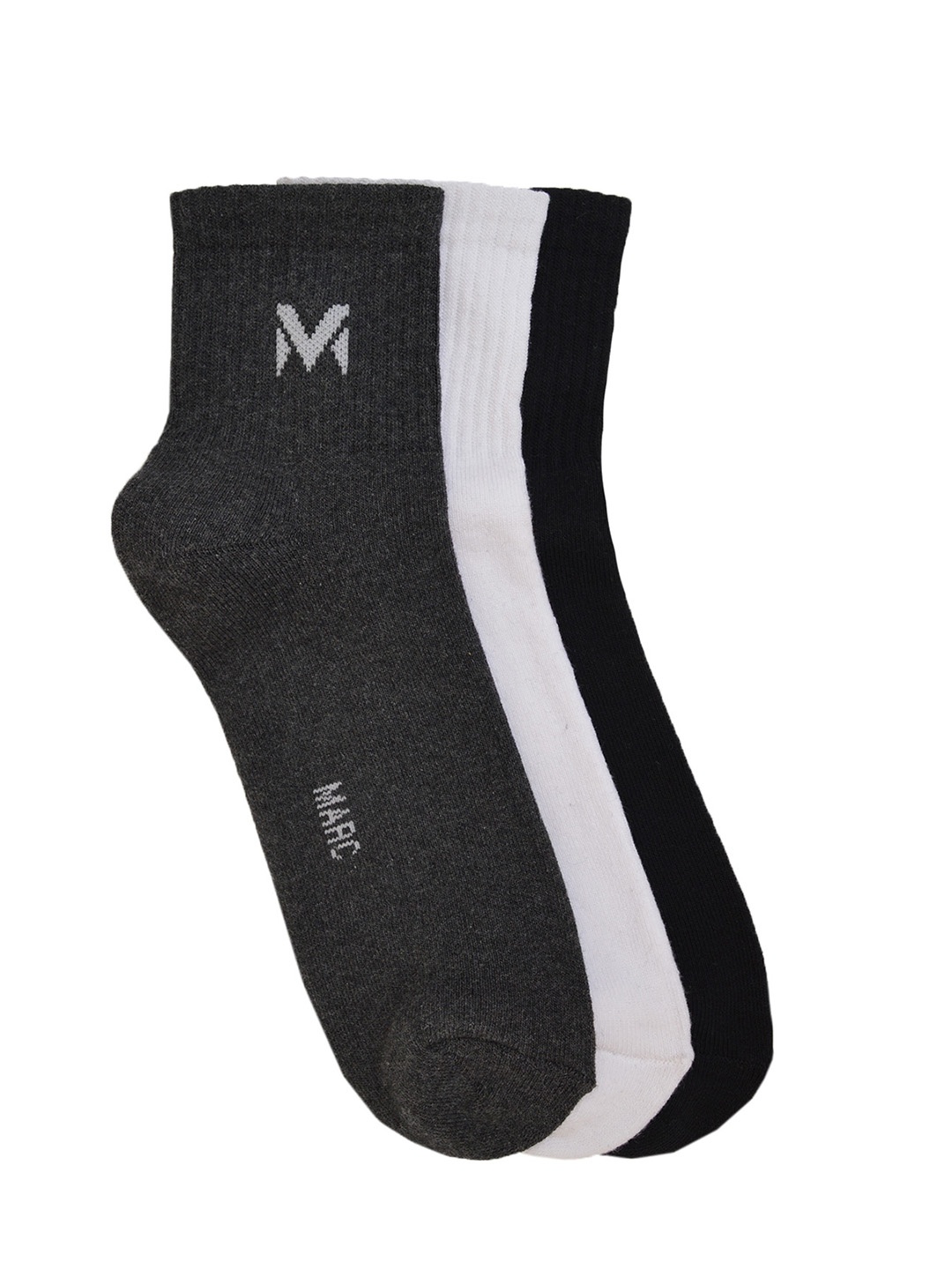 

MARC Men Pack of 3 Solid Ankle-Length Socks, Charcoal