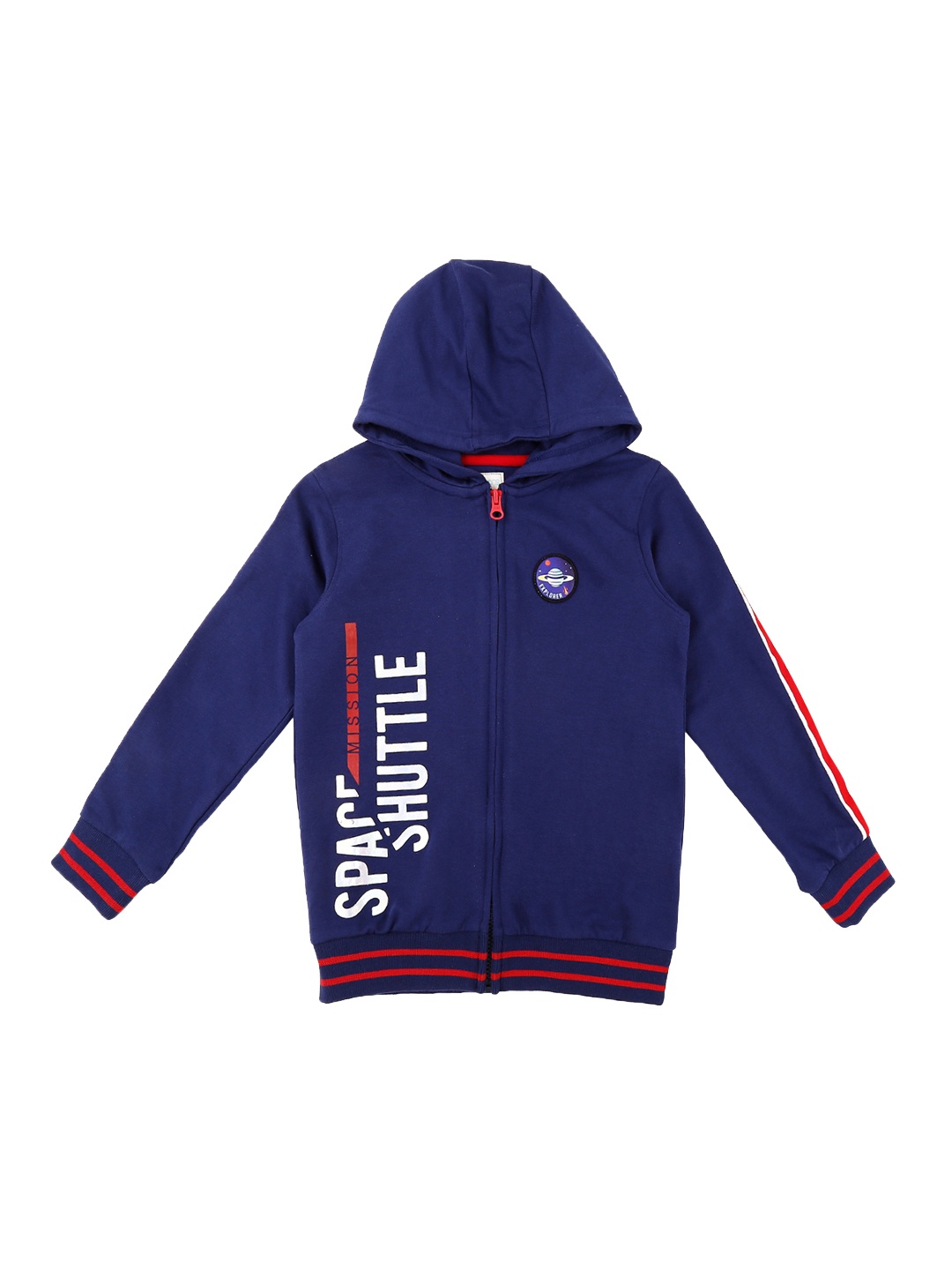 

Pantaloons Junior Boys Navy Blue Printed Hooded Sweatshirt