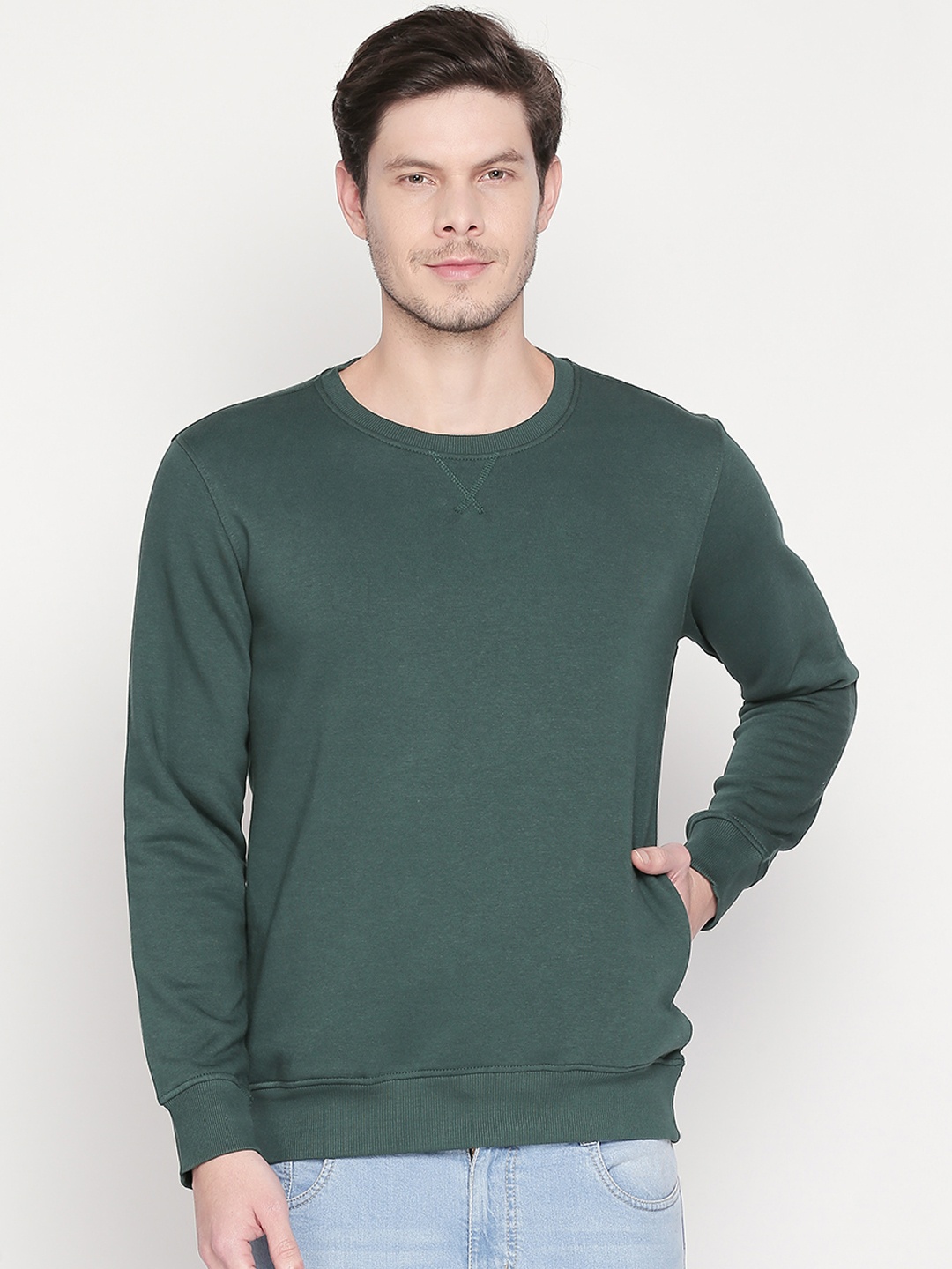 

BYFORD by Pantaloons Men Green Solid Sweatshirt