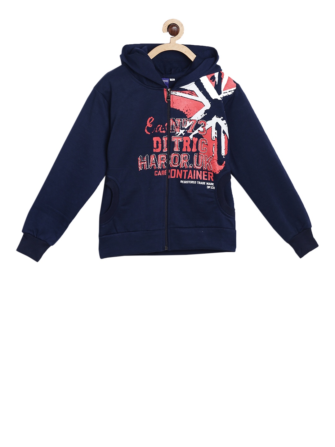 

SWEET ANGEL Girls Navy Blue Printed Hooded Sweatshirt