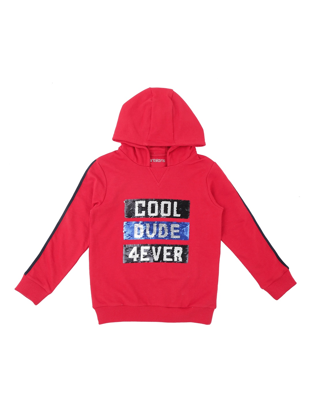 

Pantaloons Junior Boys Red Printed Hooded Sweatshirt