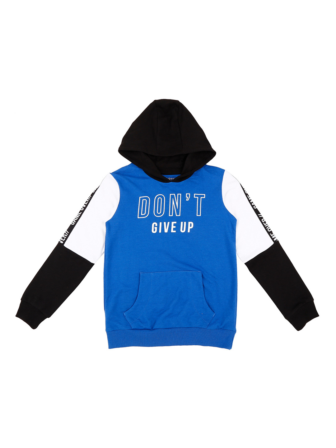 

Pantaloons Junior Boys Blue Printed Hooded Sweatshirt