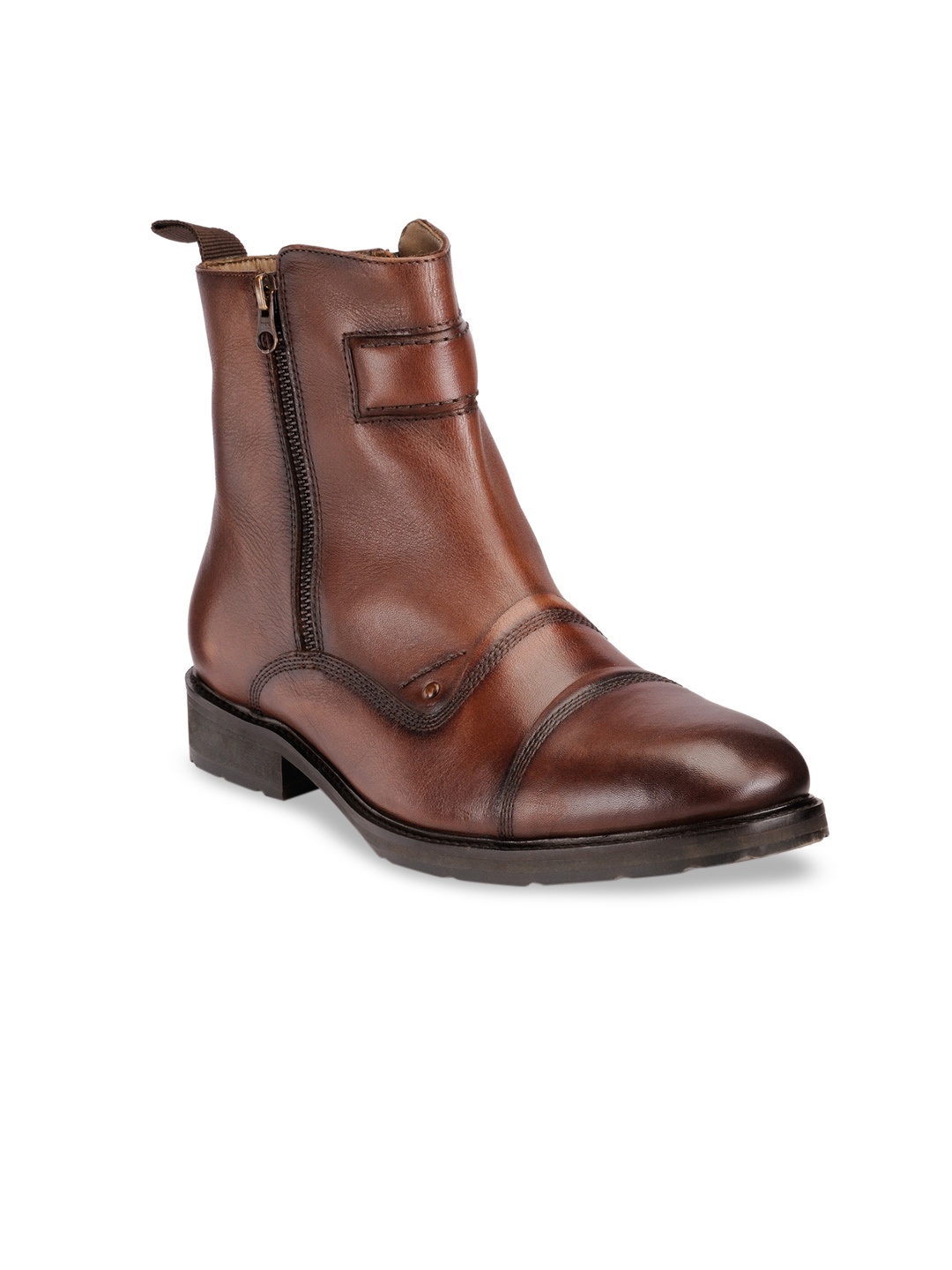 

Teakwood Leathers Men Brown Solid Leather High-Top Flat Boots
