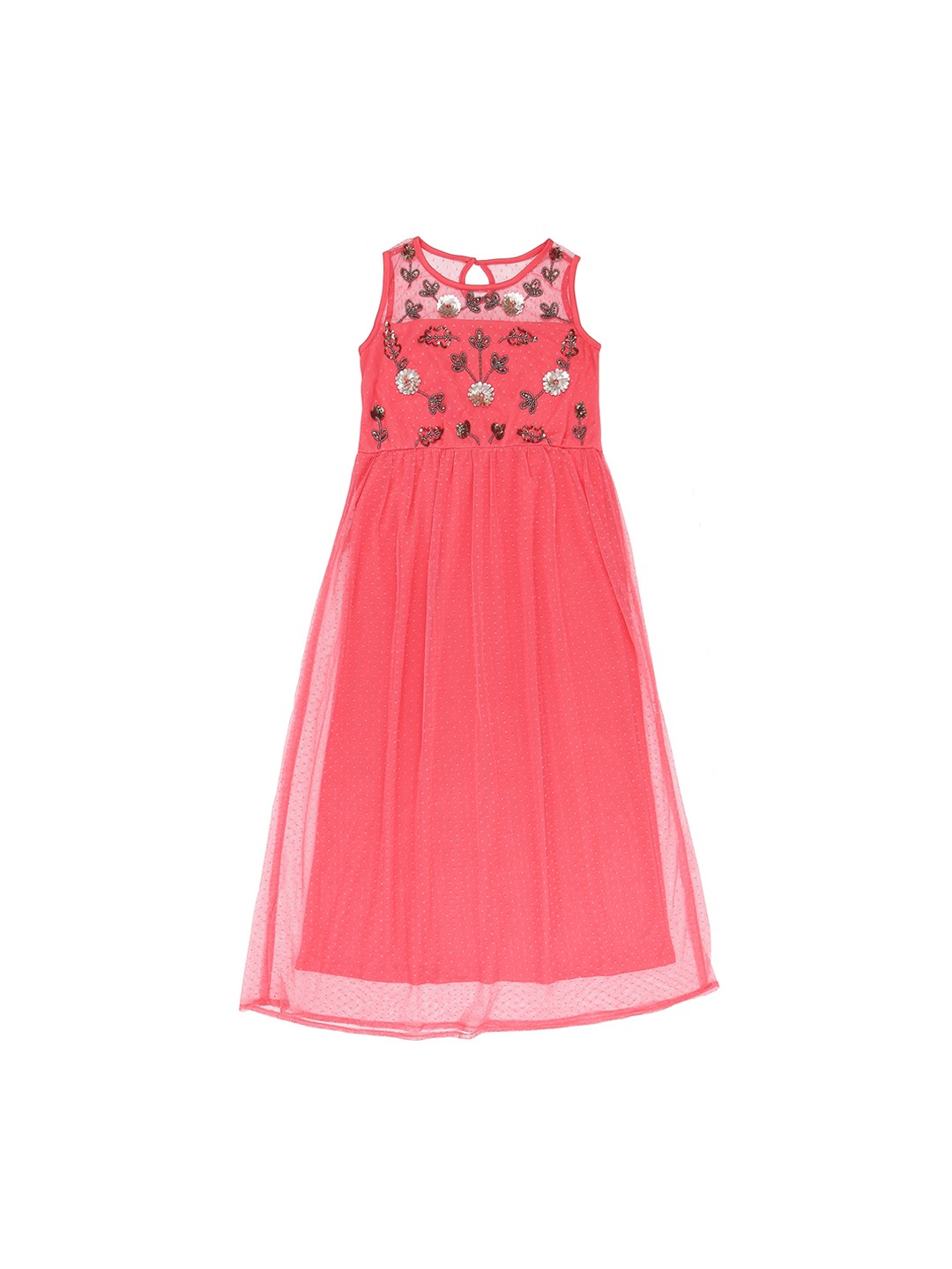 

Pantaloons Junior Girls Coral Pink Printed Fit and Flare Dress