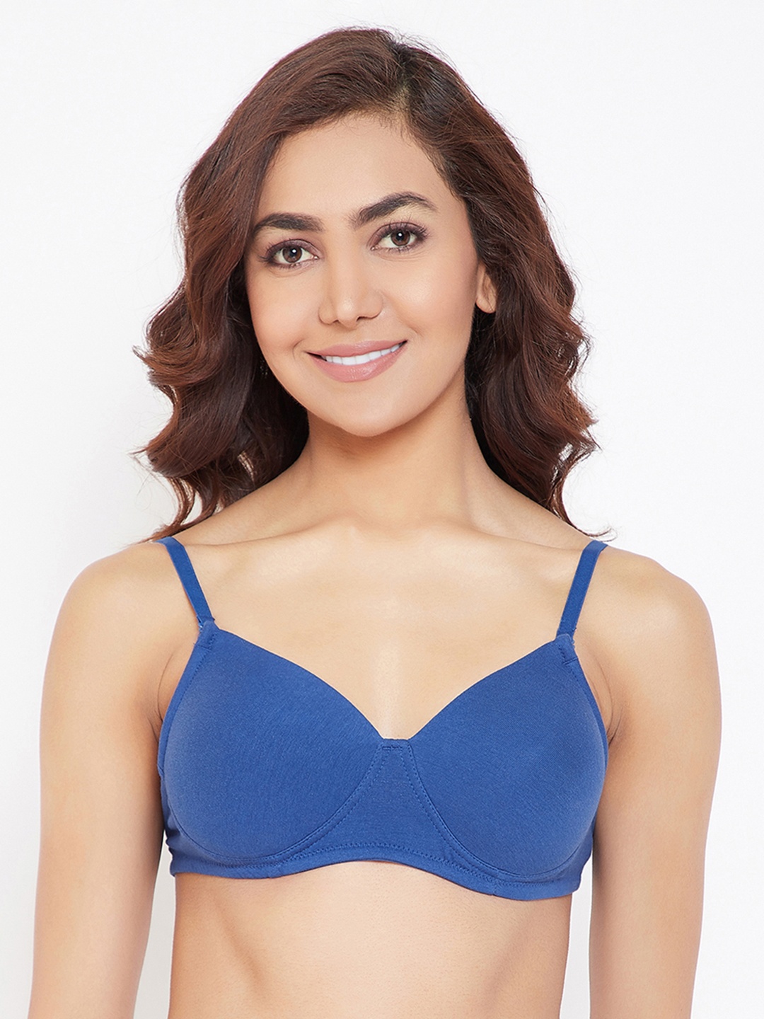 

Clovia Cotton Rich Lightly Padded Non-Wired Multiway Bra, Blue