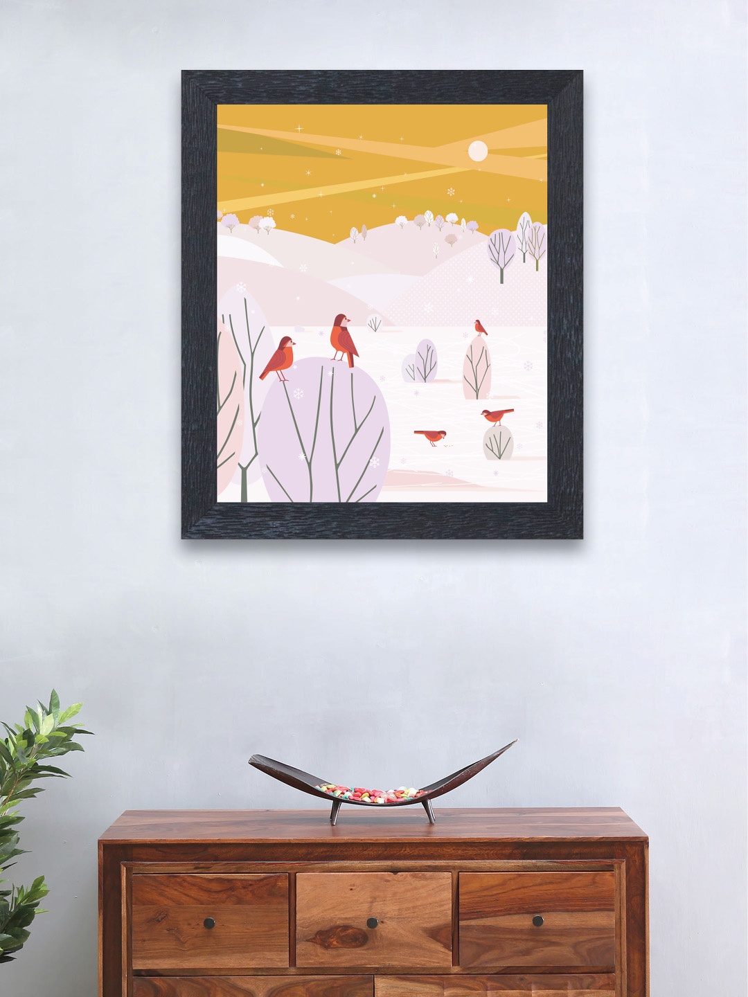 

nest ART Set of 3 Off-White & Yellow Synthetic Wood Abstract Painting, Multi