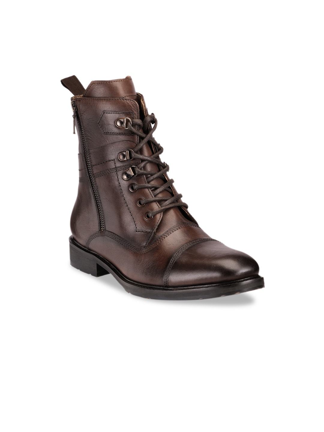 

Teakwood Leathers Men Brown Solid Leather High-Top Flat Boots