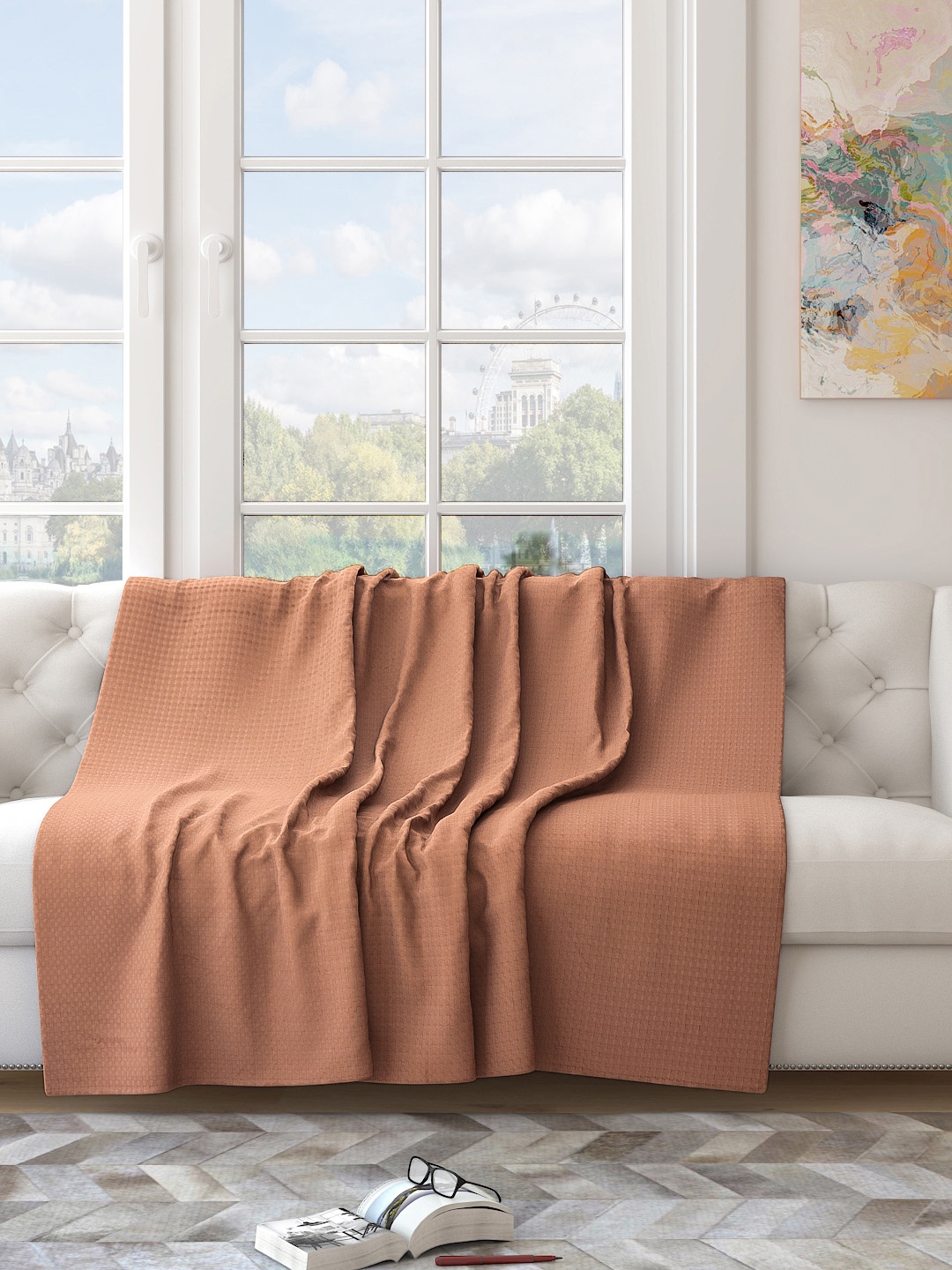 

Saral Home Camel Brown Textured Sofa Throw