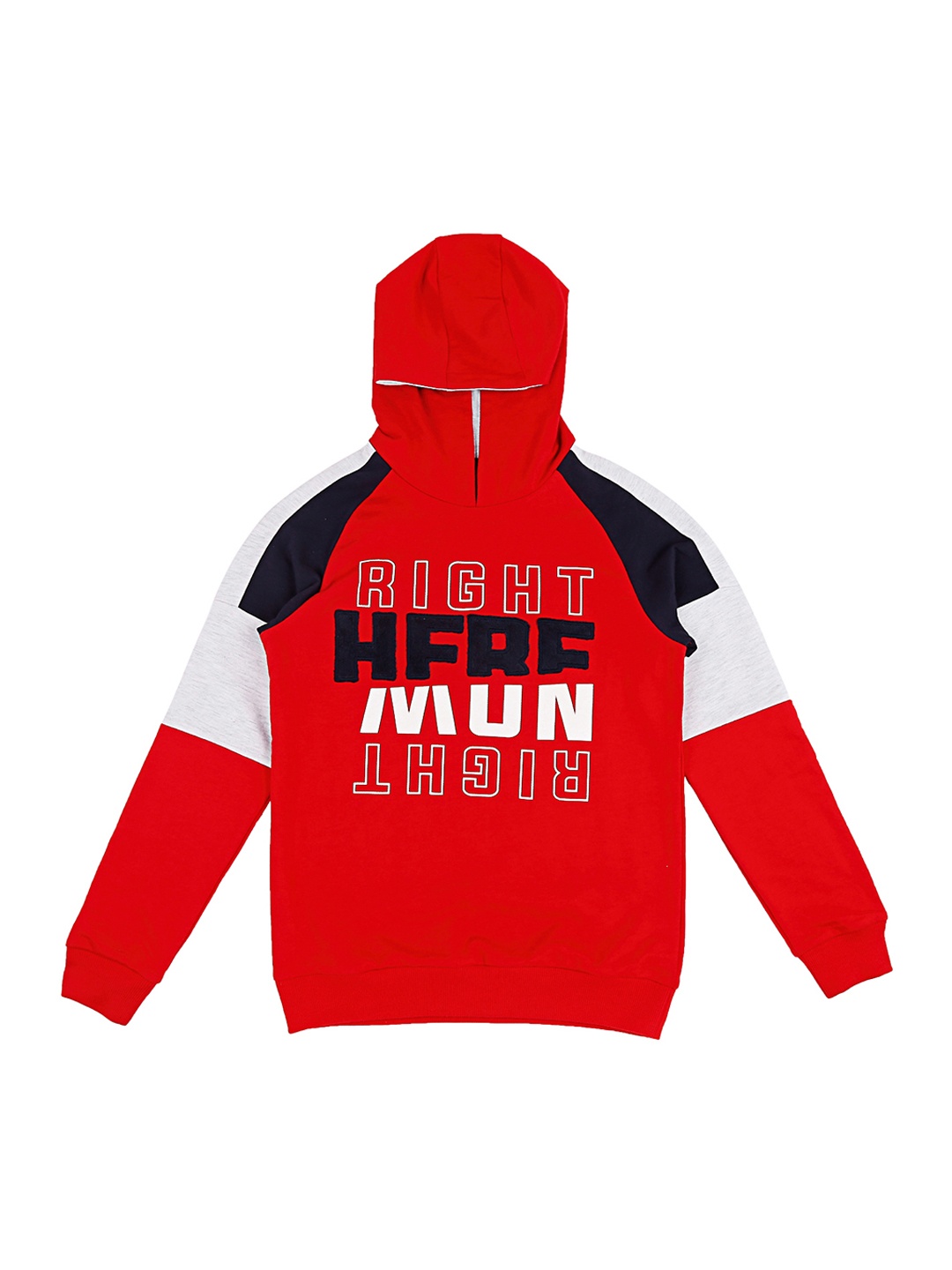 

Pantaloons Junior Boys Red Printed Hooded Sweatshirt