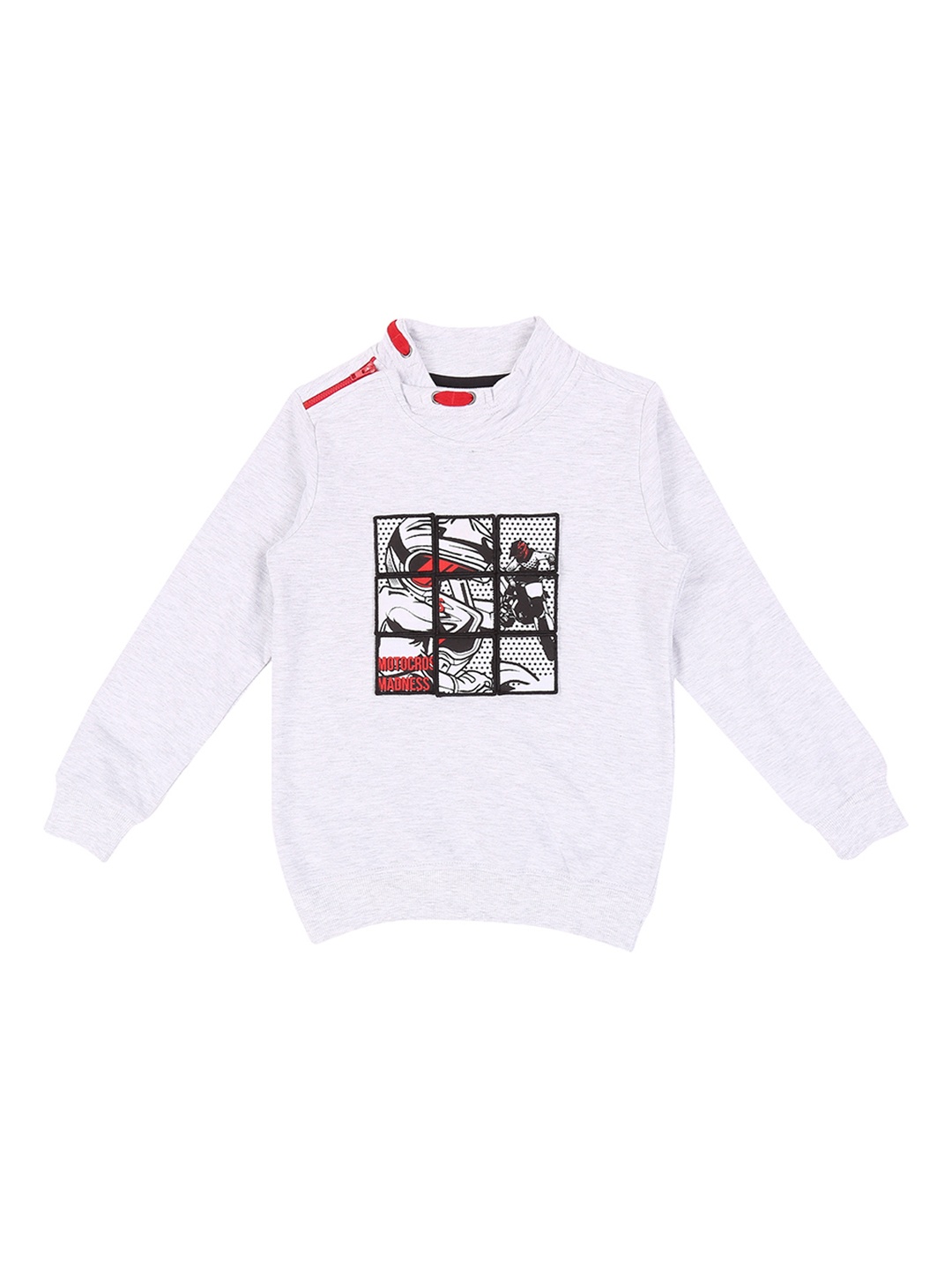 

Pantaloons Junior Boys Grey Melange Printed Sweatshirt