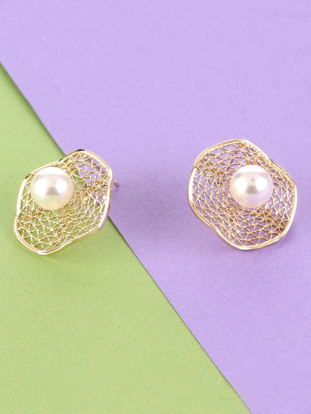 

E2O Gold-Toned Contemporary Studs