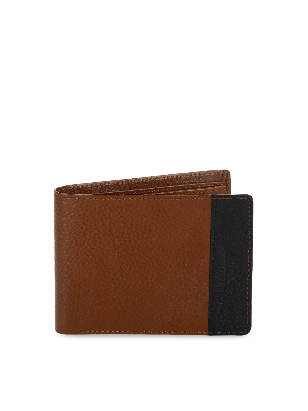 

Red Tape Men Tan Brown & Blue Colourblocked Leather Two Fold Wallet