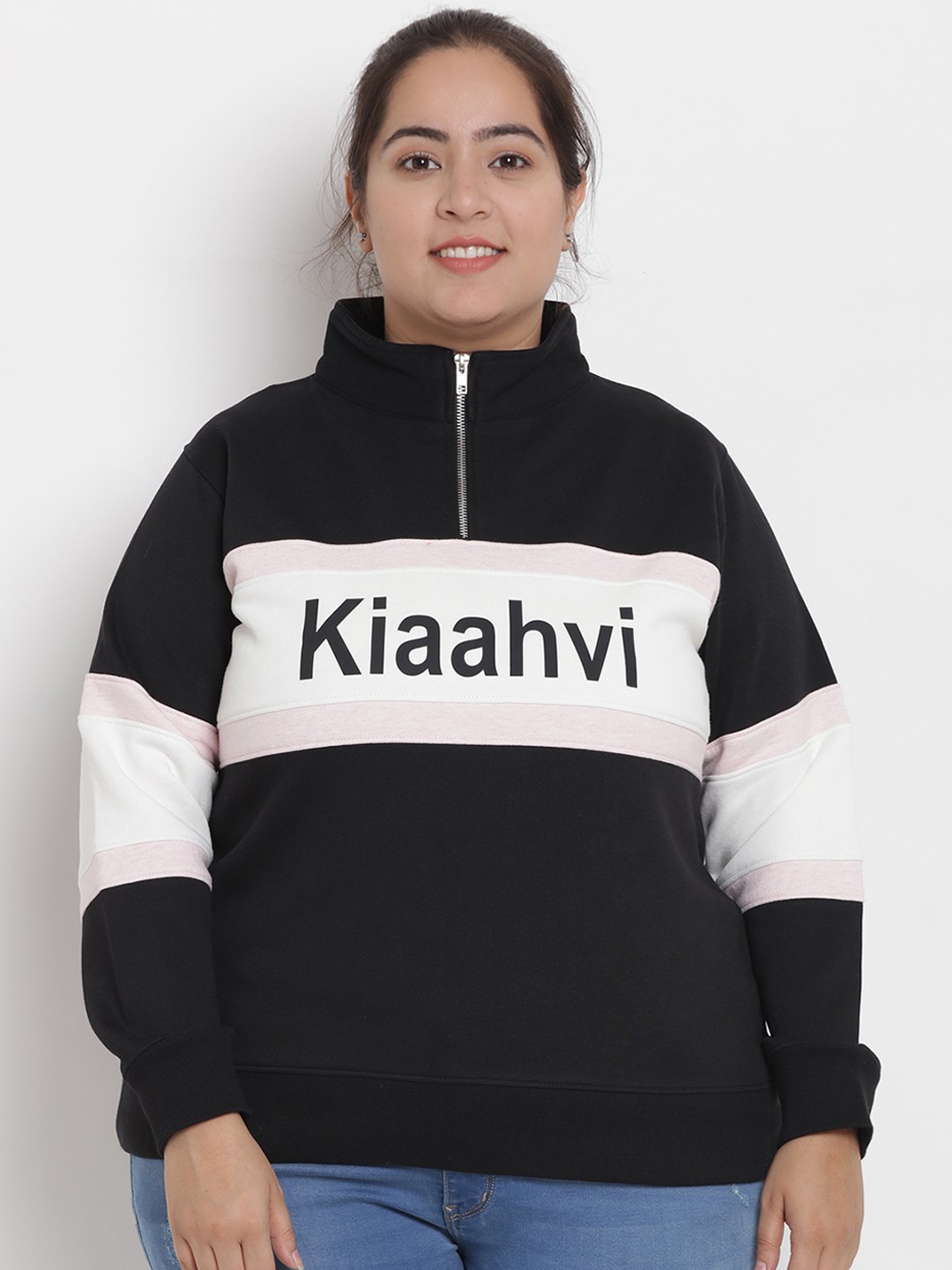 

Kiaahvi by JOHN PRIDE Women Black & White Printed Sweatshirt