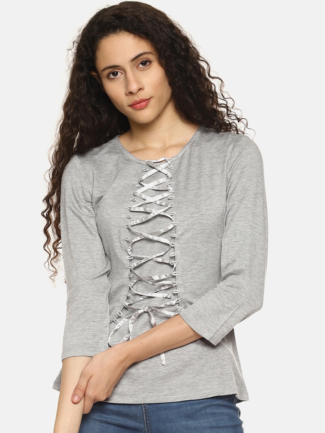 

AARA Women Grey Solid Top