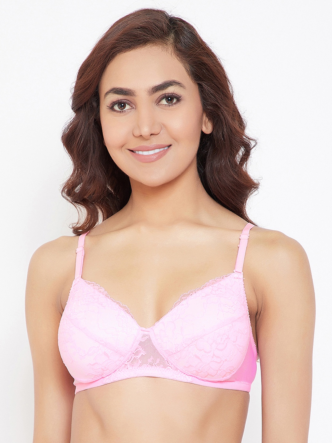 

Clovia Lace Padded Non-Wired Multiway Bridal Bra, Pink