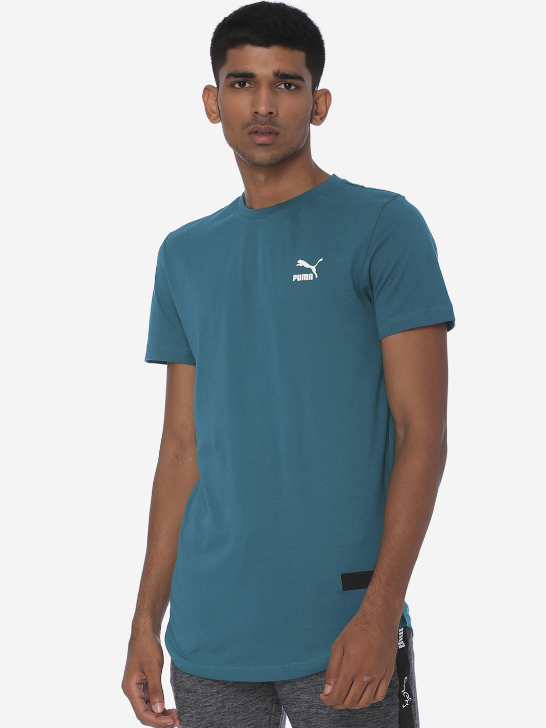 

Puma Men Teal Green Printed Round Neck VK Graphic Sports T-shirt