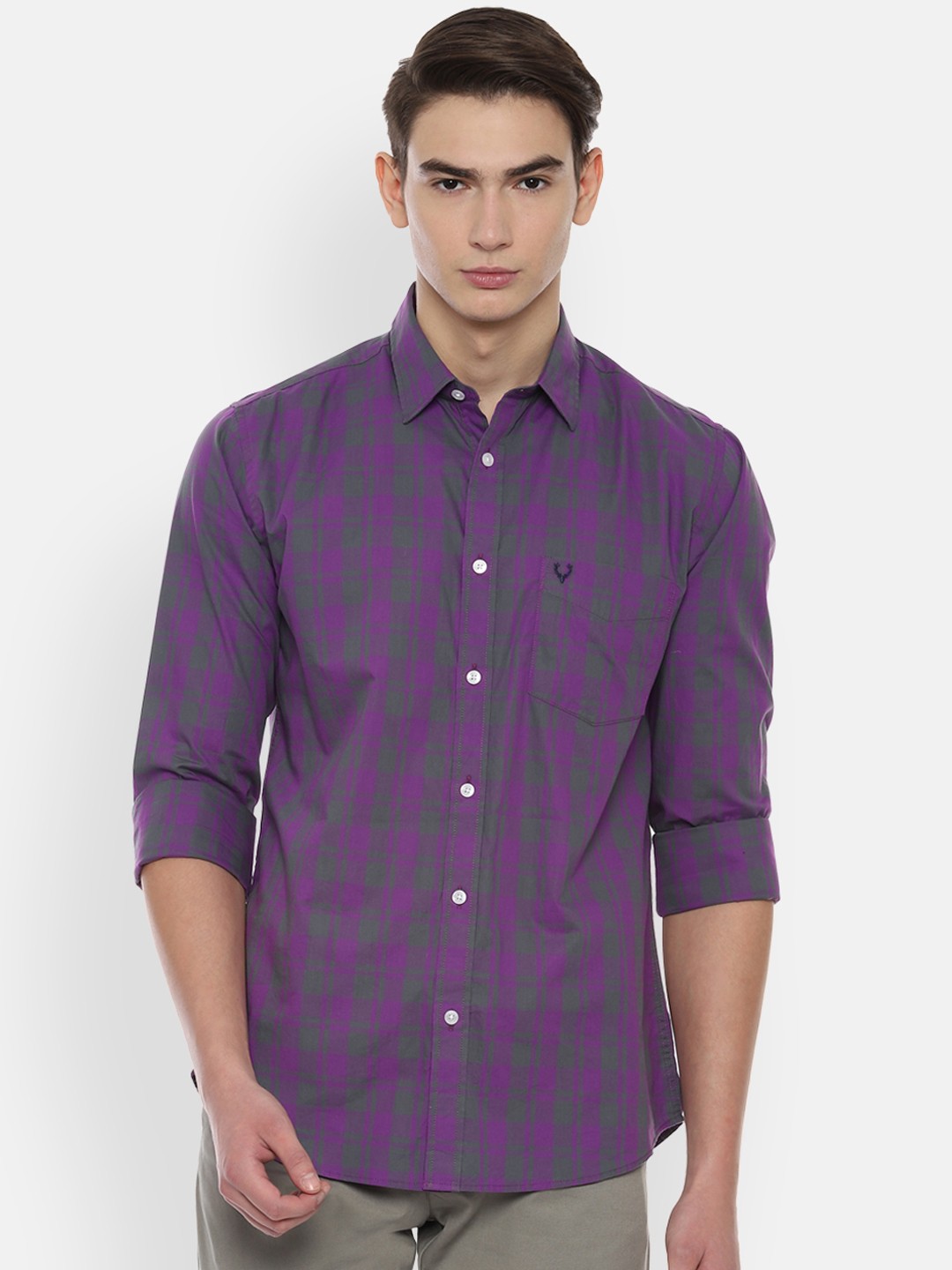 

Allen Solly Men Purple Slim Fit Checked Casual Shirt