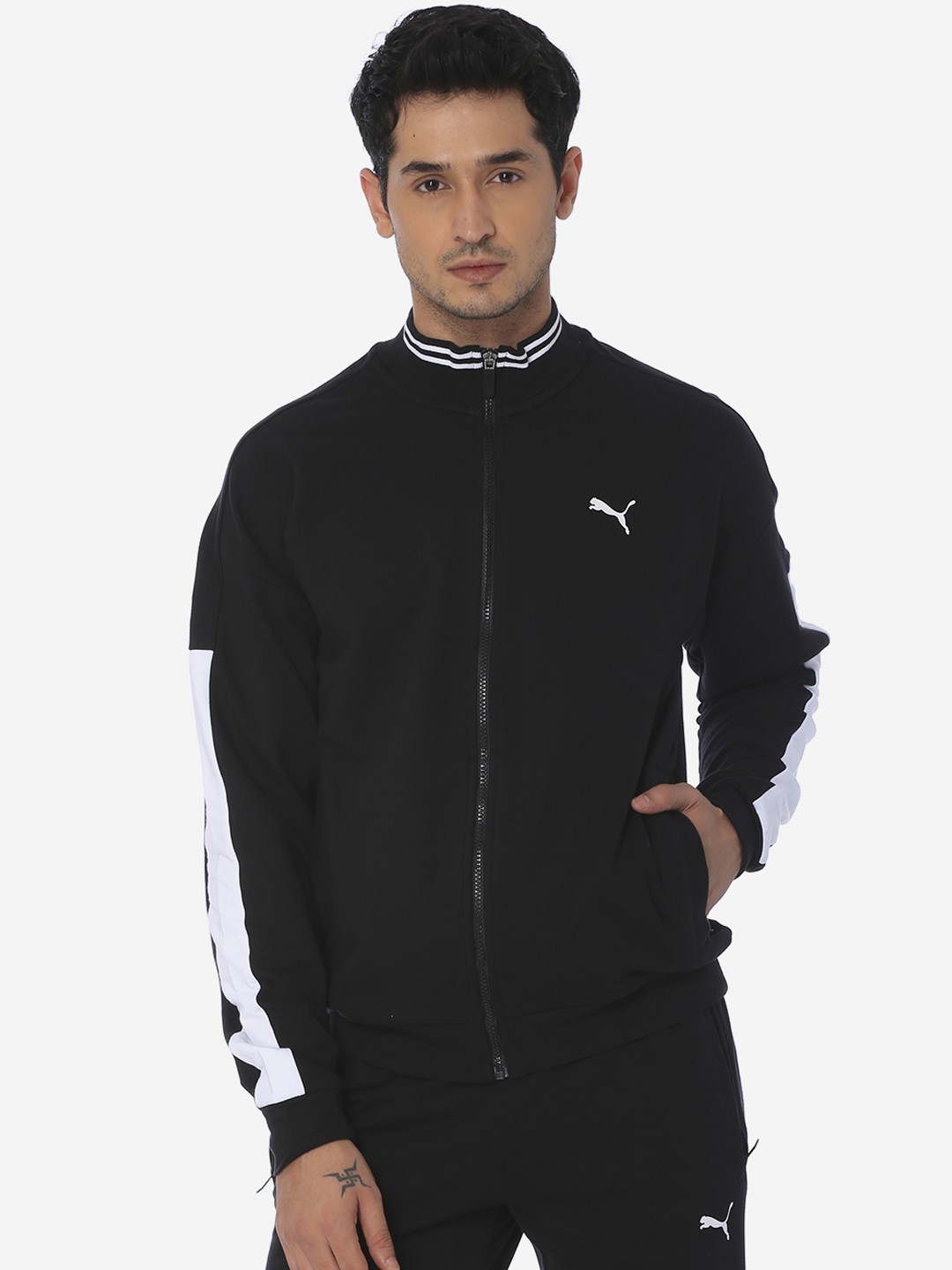 

Puma Men Black & White Printed VK Track Sports Jacket