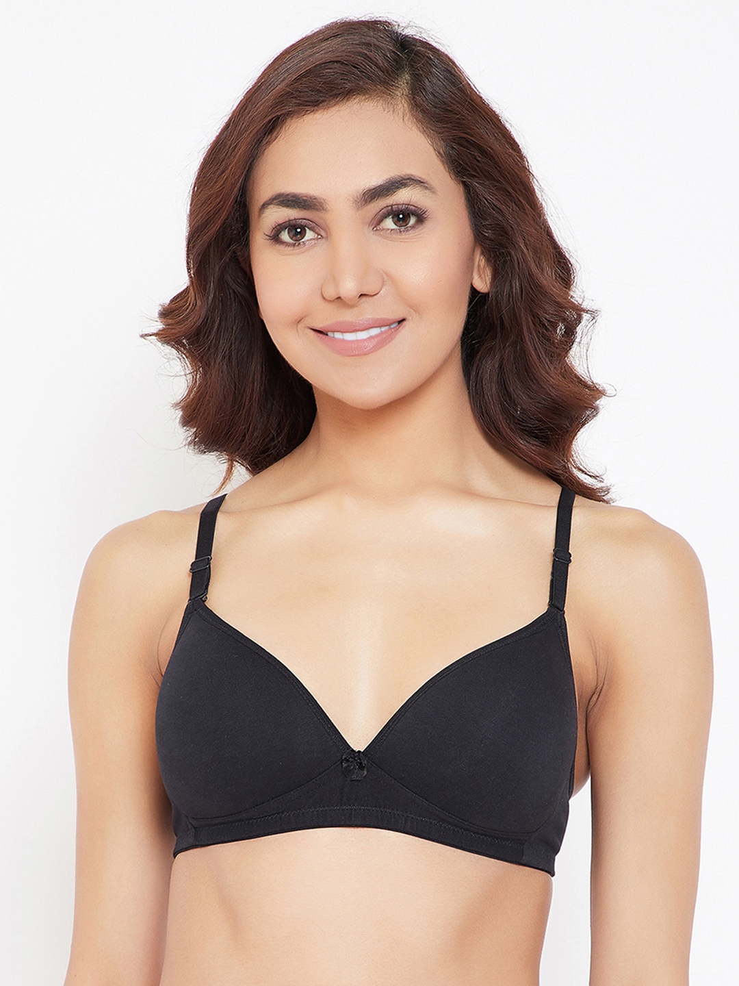 

Clovia Cotton Padded Non-Wired Plunge Multiway T-Shirt Bra, Black